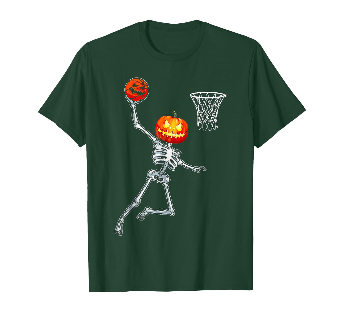 Pumpkin Skeleton Playing Basketball Halloween T-Shirt