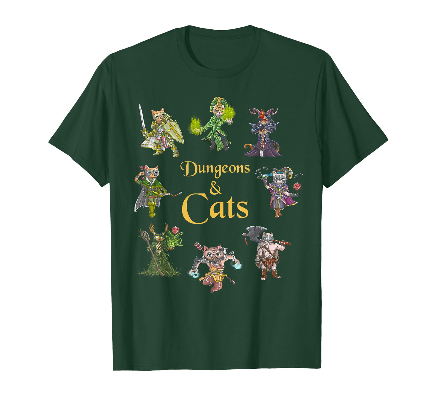 Dungeons And Cats Funny Cute Tabletop Gaming Geek Roleplay T-Shirt