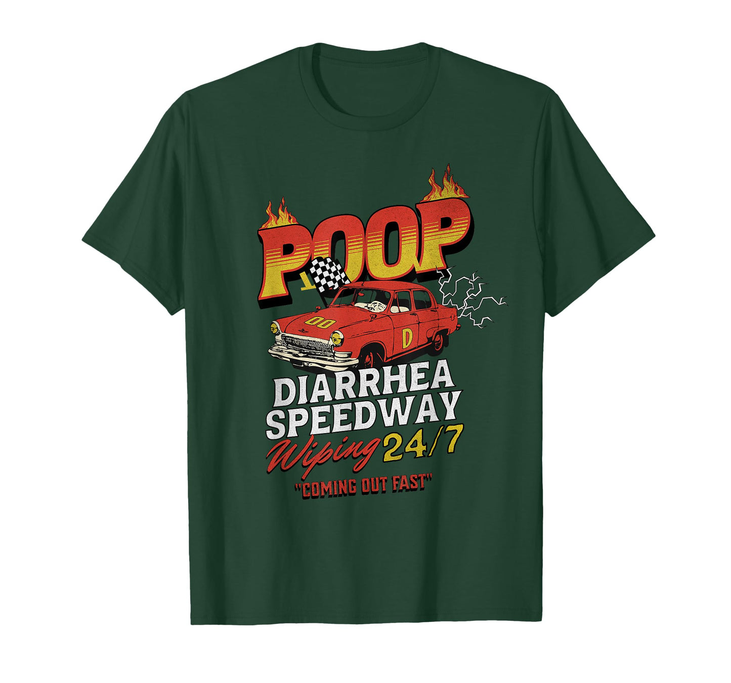 Funny Ironic Sarcastic Sayings Cynical Unique Tees Poop Diarrhea Speedway Wiping 24/7 Humor Meme Unisex-Adults T-Shirt Black X-Small Crew Neck Short Sleeve