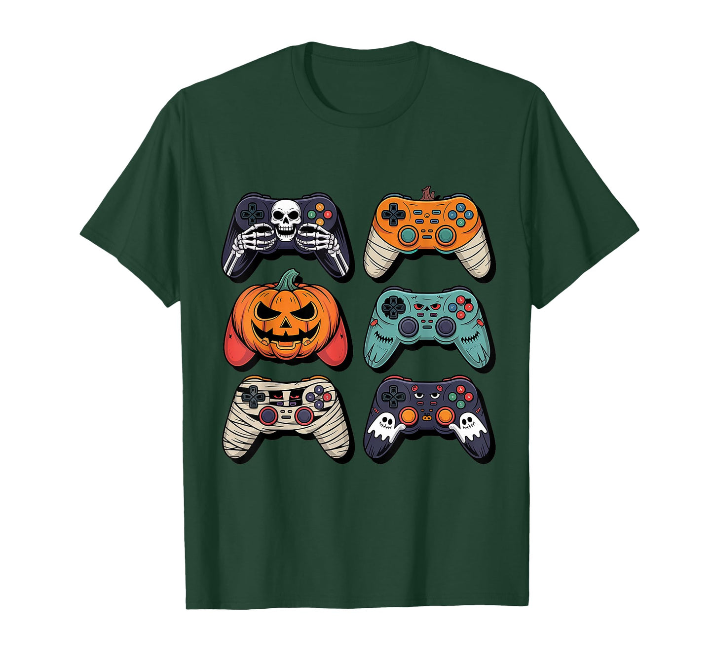 Halloween Skeleton Zombie Gaming Controllers Boys Kids T-Shirt