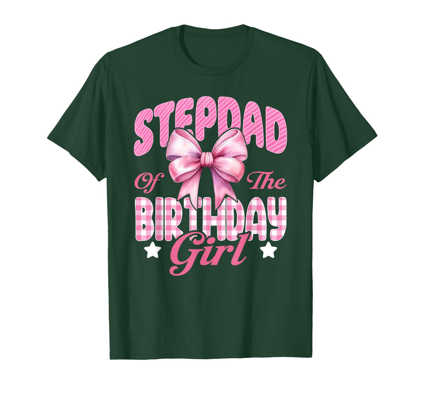 Stepdad of The Birthday Girl Family Pink Coquette Bow T-Shirt
