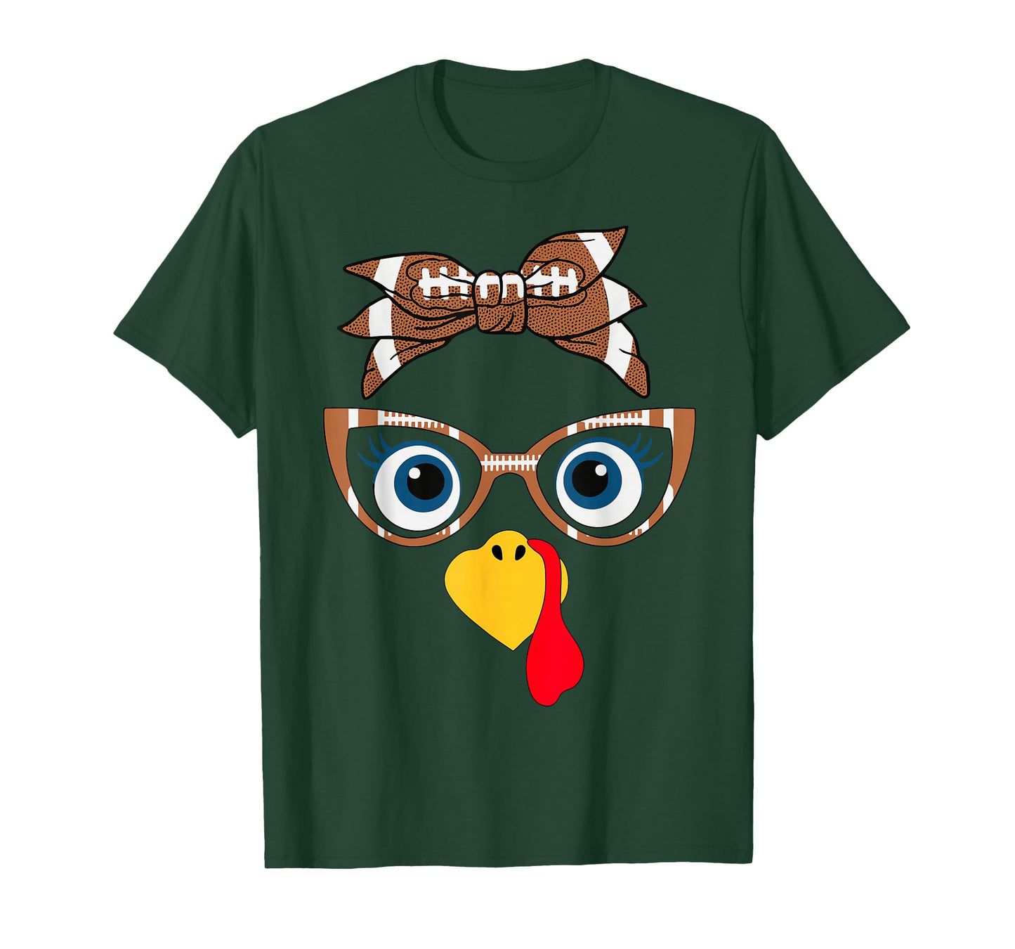 Funny Thanksgiving Turkey Face Family Football Women Girls T-Shirt