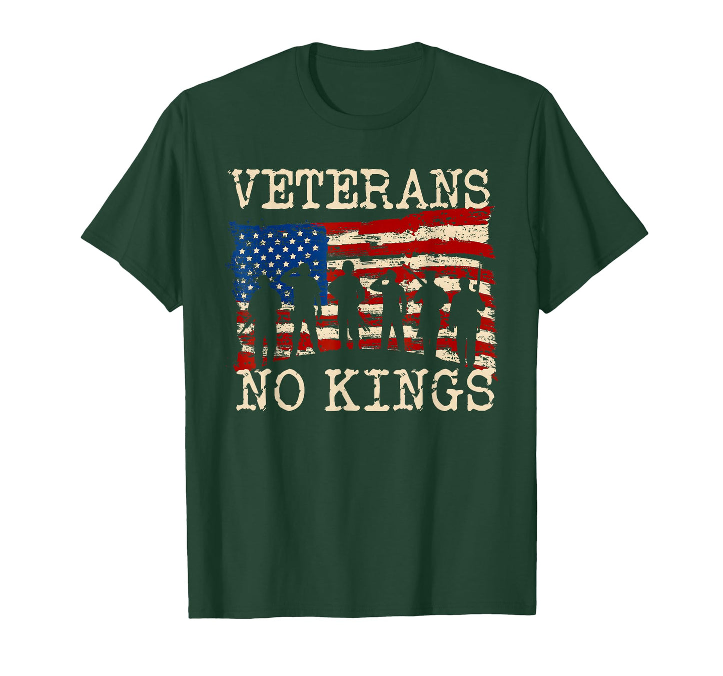 Veterans No Kings Vintage Military America Flag Veterans Day T-Shirt