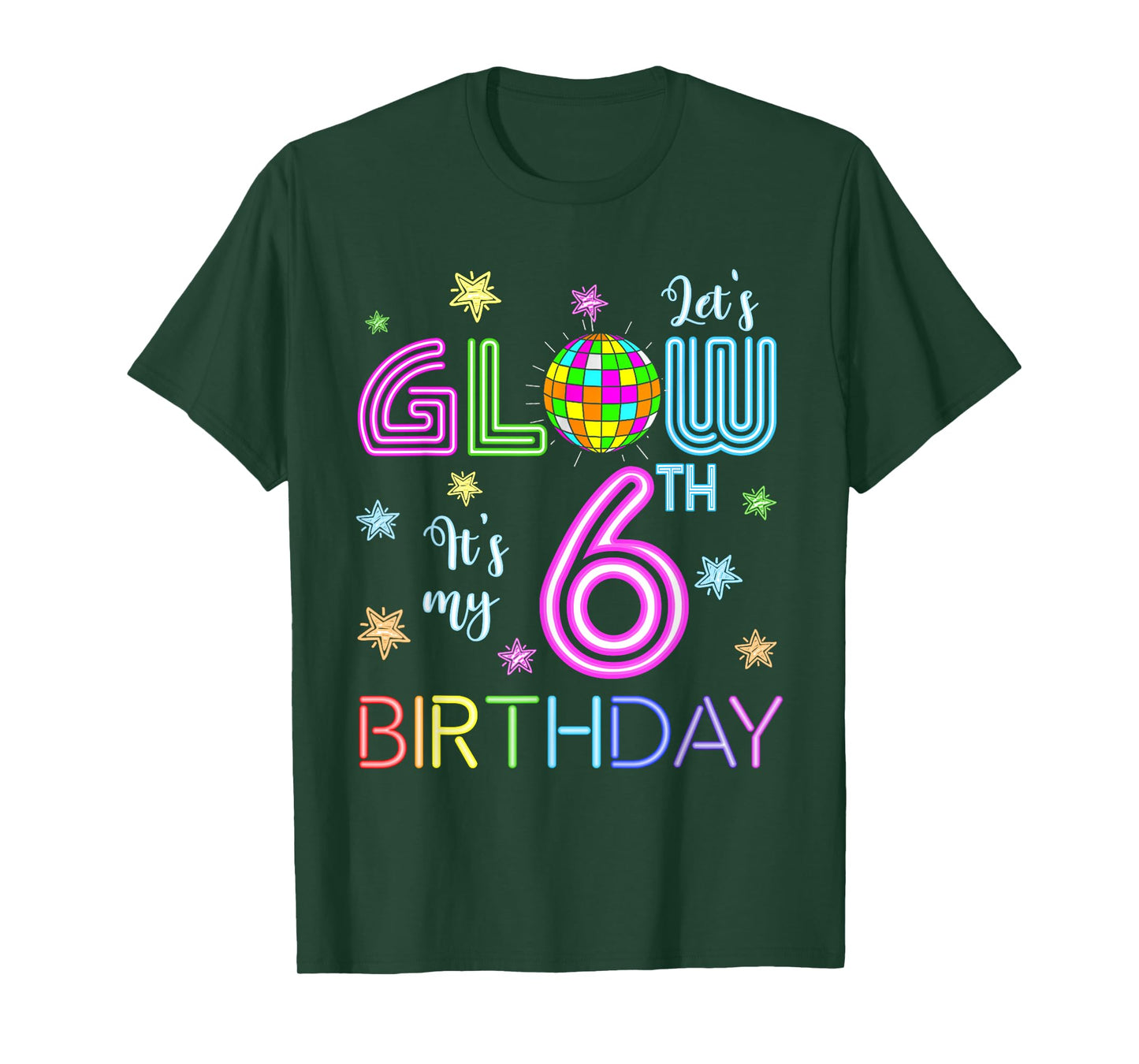 Lets Crazy It's My 6th Birthday Glowing 80s 6 Year Old T-Shirt