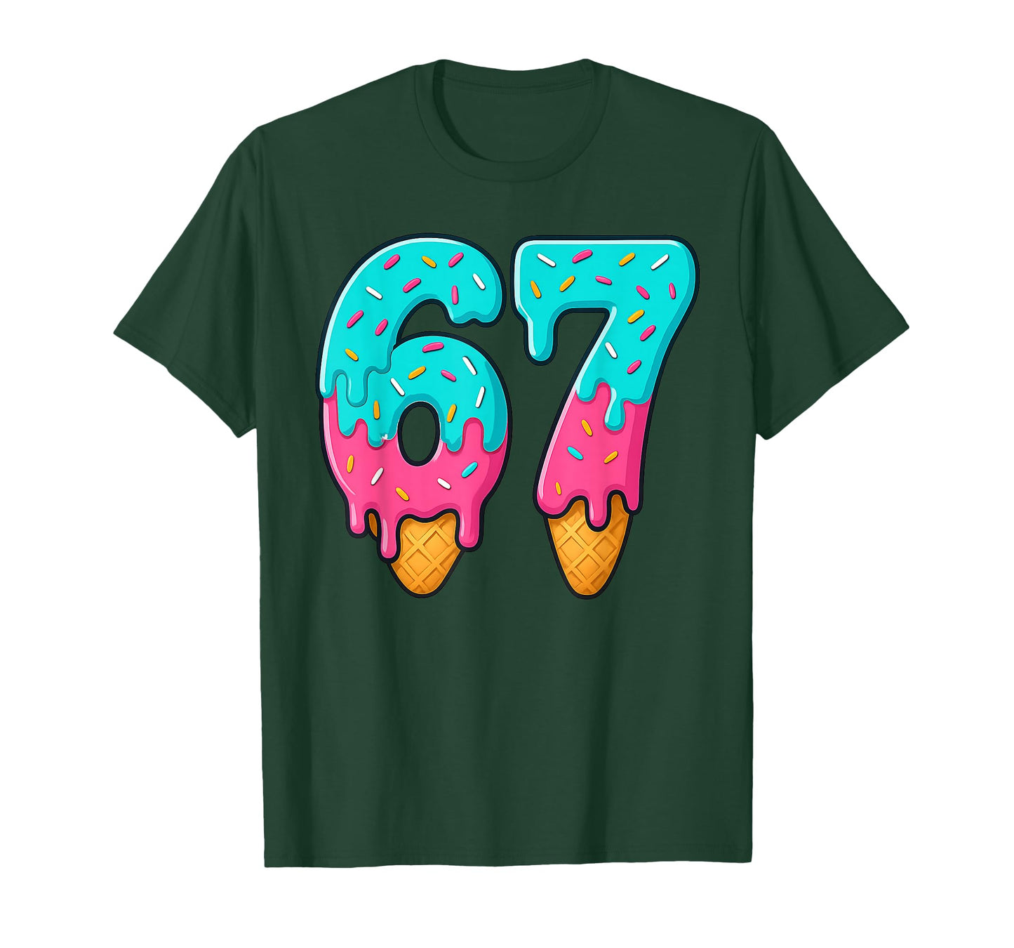 67 Ice Cream Drip Meme Funny Six Seven Gen Alpha Slang T-Shirt