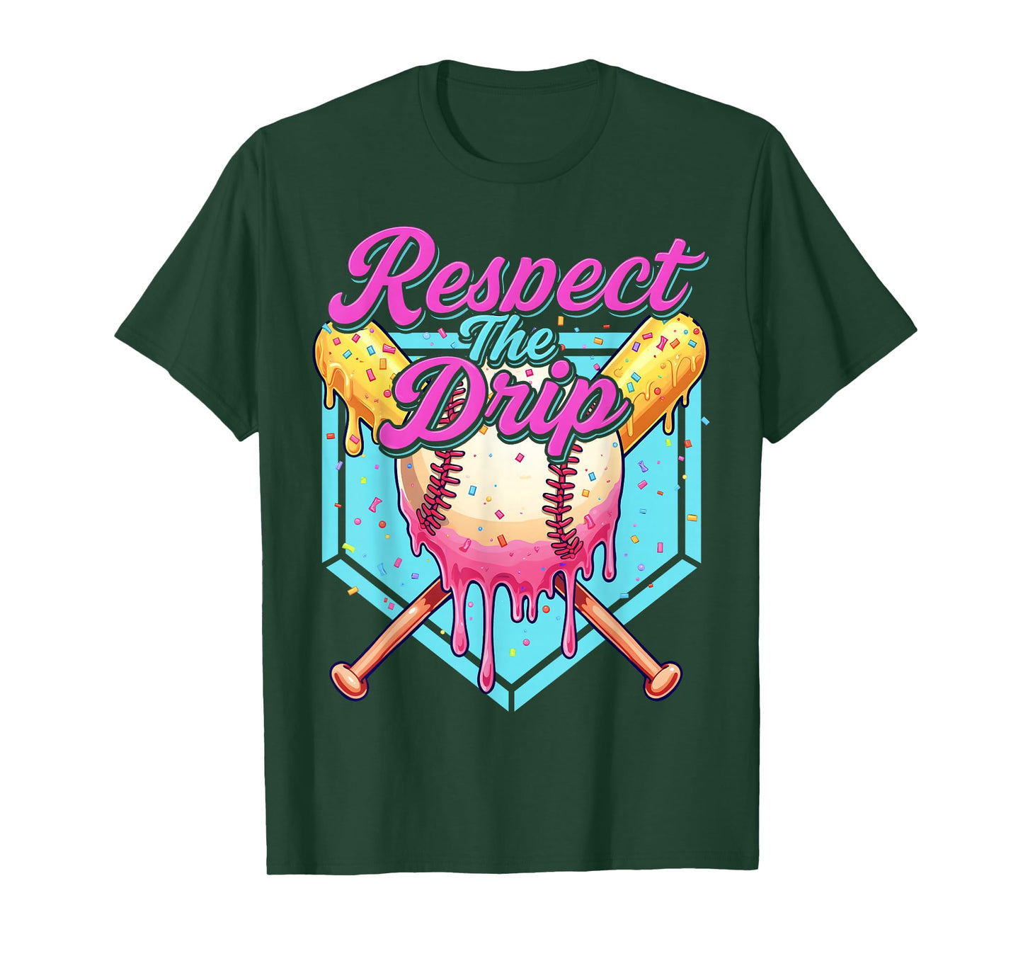 Baseball Drip Boys Home Plate Youth sports Respect The Drip T-Shirt
