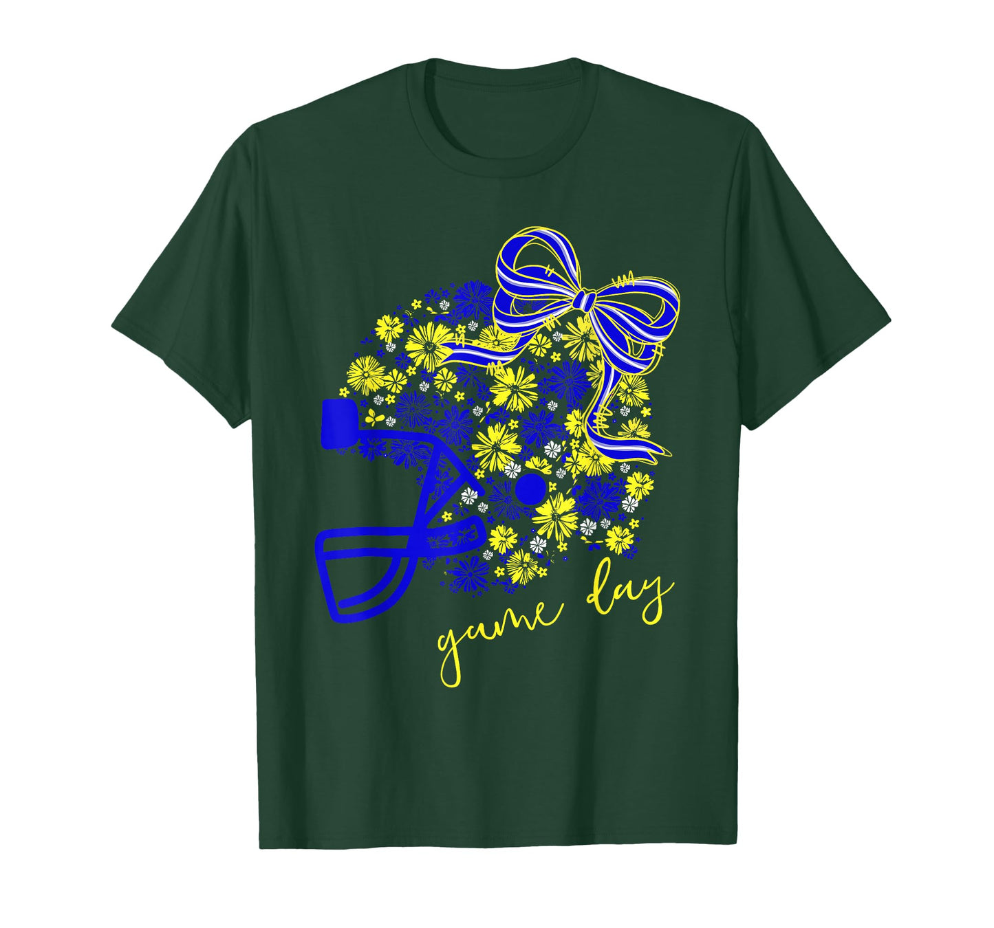 Game Day Football Season Football Mama Girl Blue Gold Vibes T-Shirt