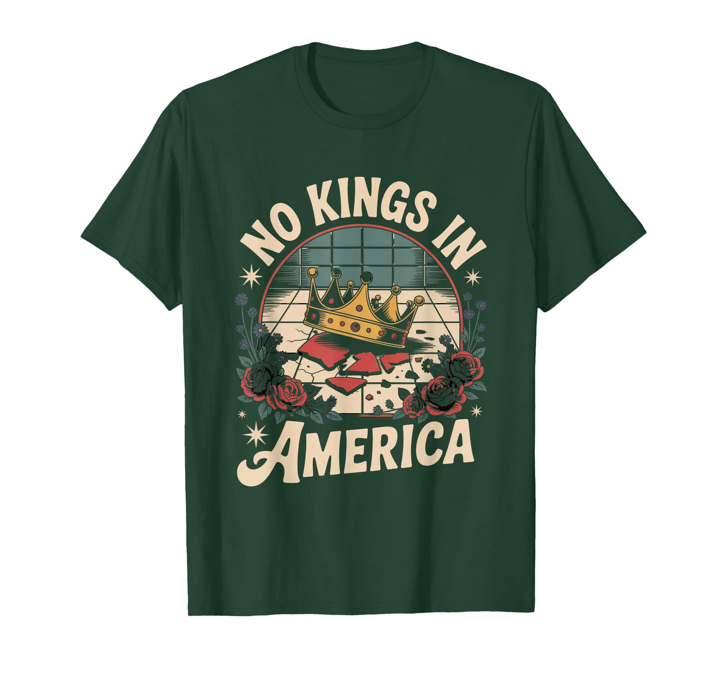 No Kings In America Floral Retro Democracy T-Shirt