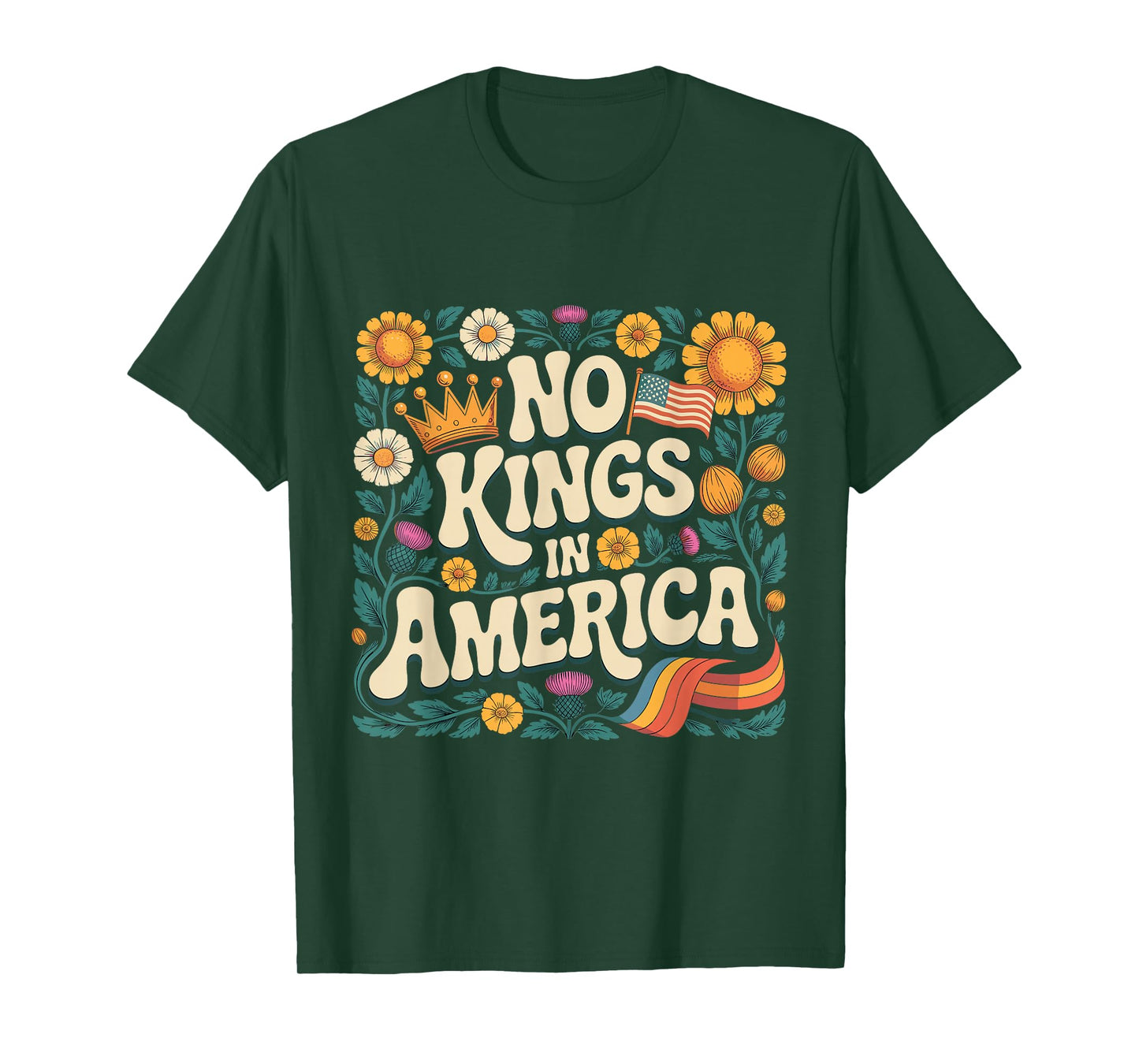 No Kings Retro Patriotic Flower T-Shirt