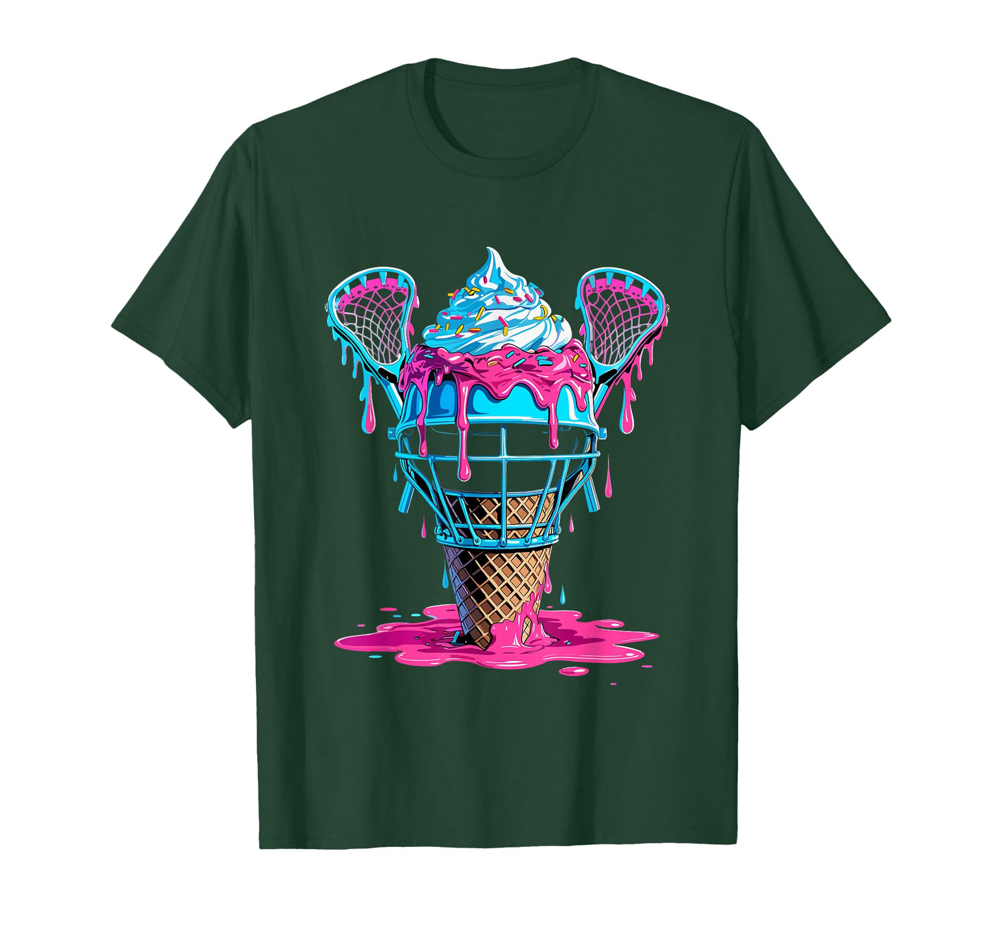 Lacrosse Ice Cream Drip Helmet Sticks Sports Fans Players T-Shirt
