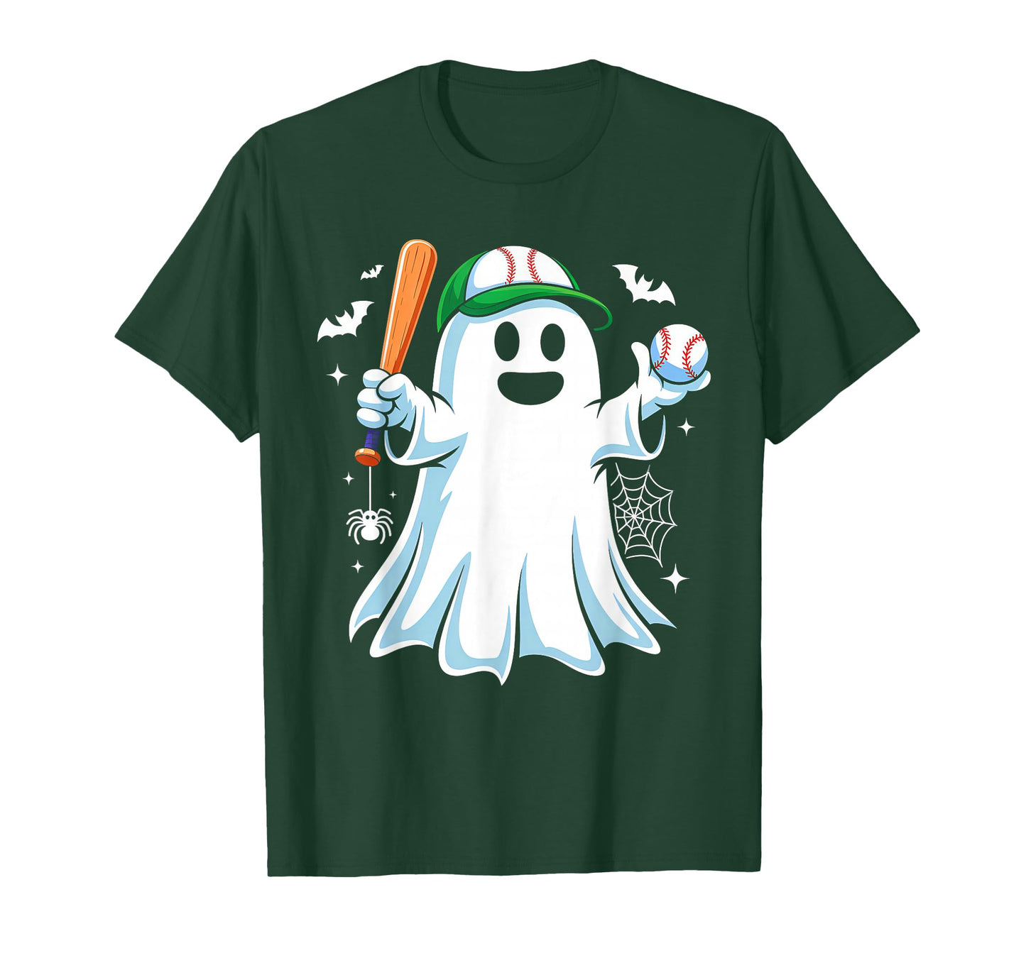 Boo Ghost Playing Baseball Funny Halloween Baseball Costume T-Shirt
