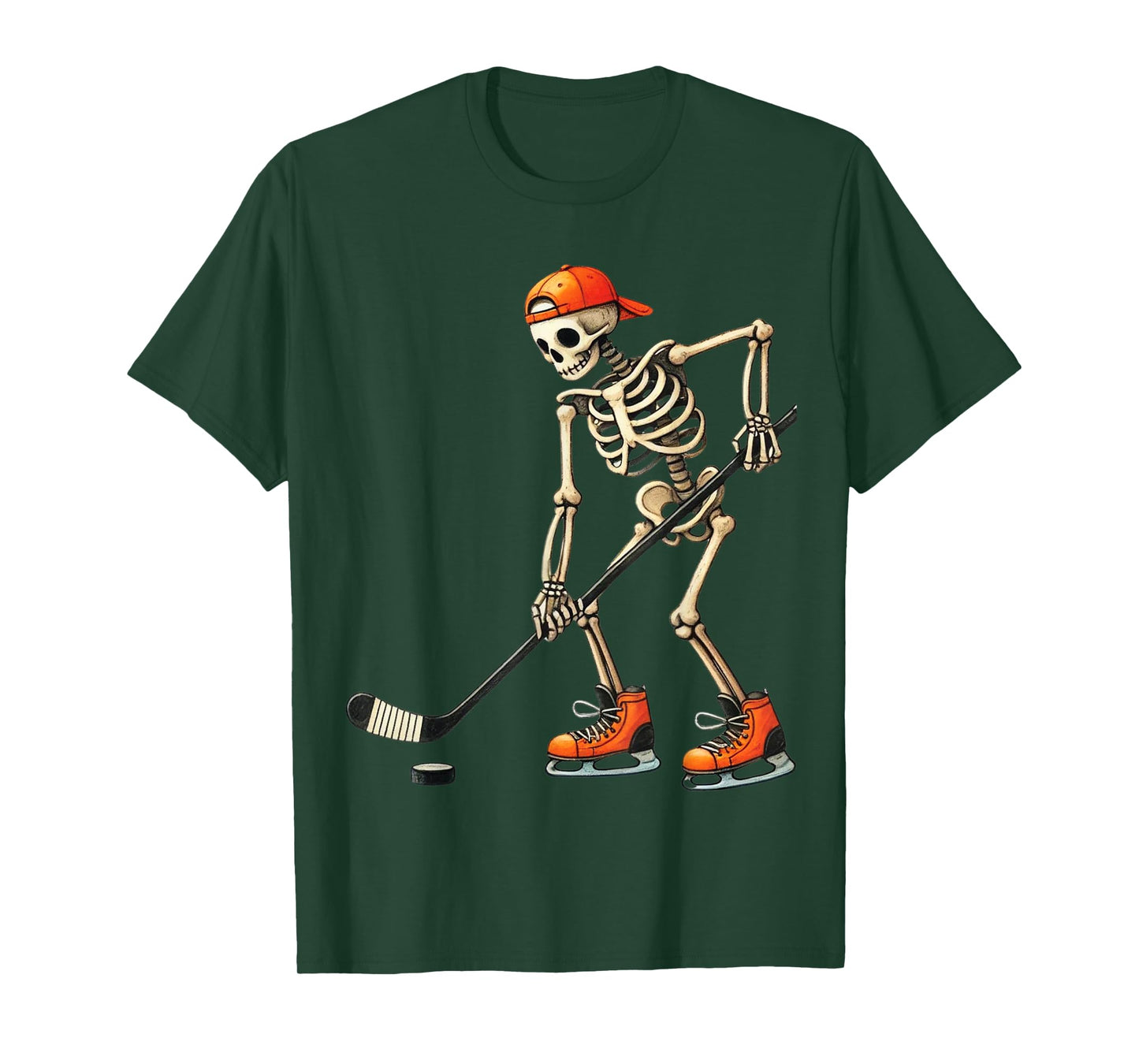 Skeleton Ice Hockey Halloween Costume Men Boys Kids Tee T-Shirt