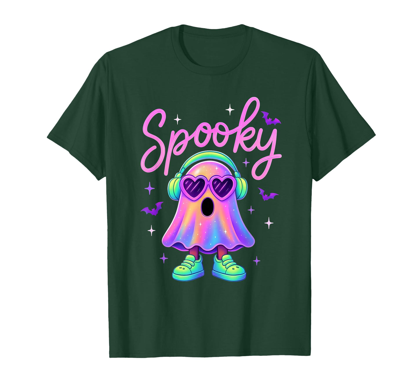 Cute Neon-Style Ghost Halloween Funny Spooky Season T-Shirt