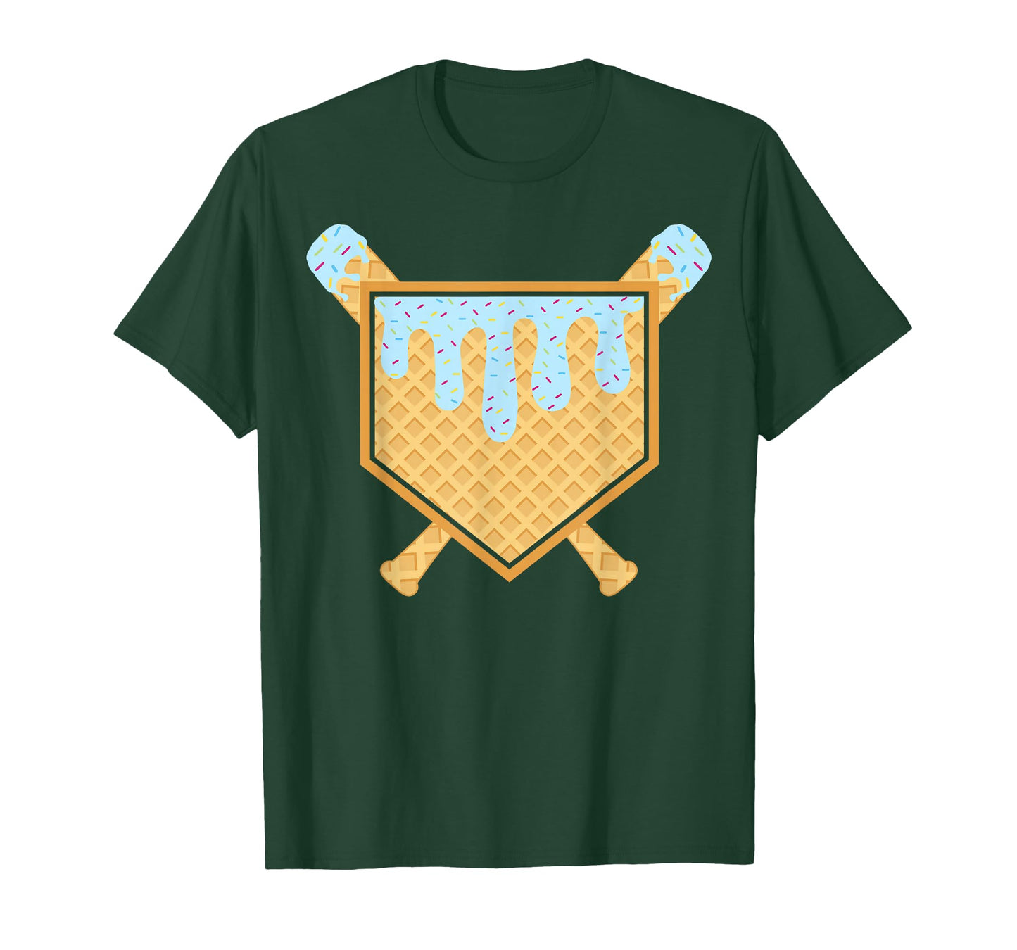 Baseball Drip Boys Ice Cream Waffle Cone Baseball Bat Sports T-Shirt
