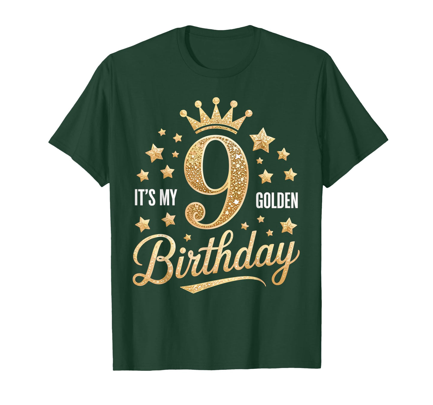 It's My 9th Golden Birthday 9 Year Old Bday Kids Groovy T-Shirt