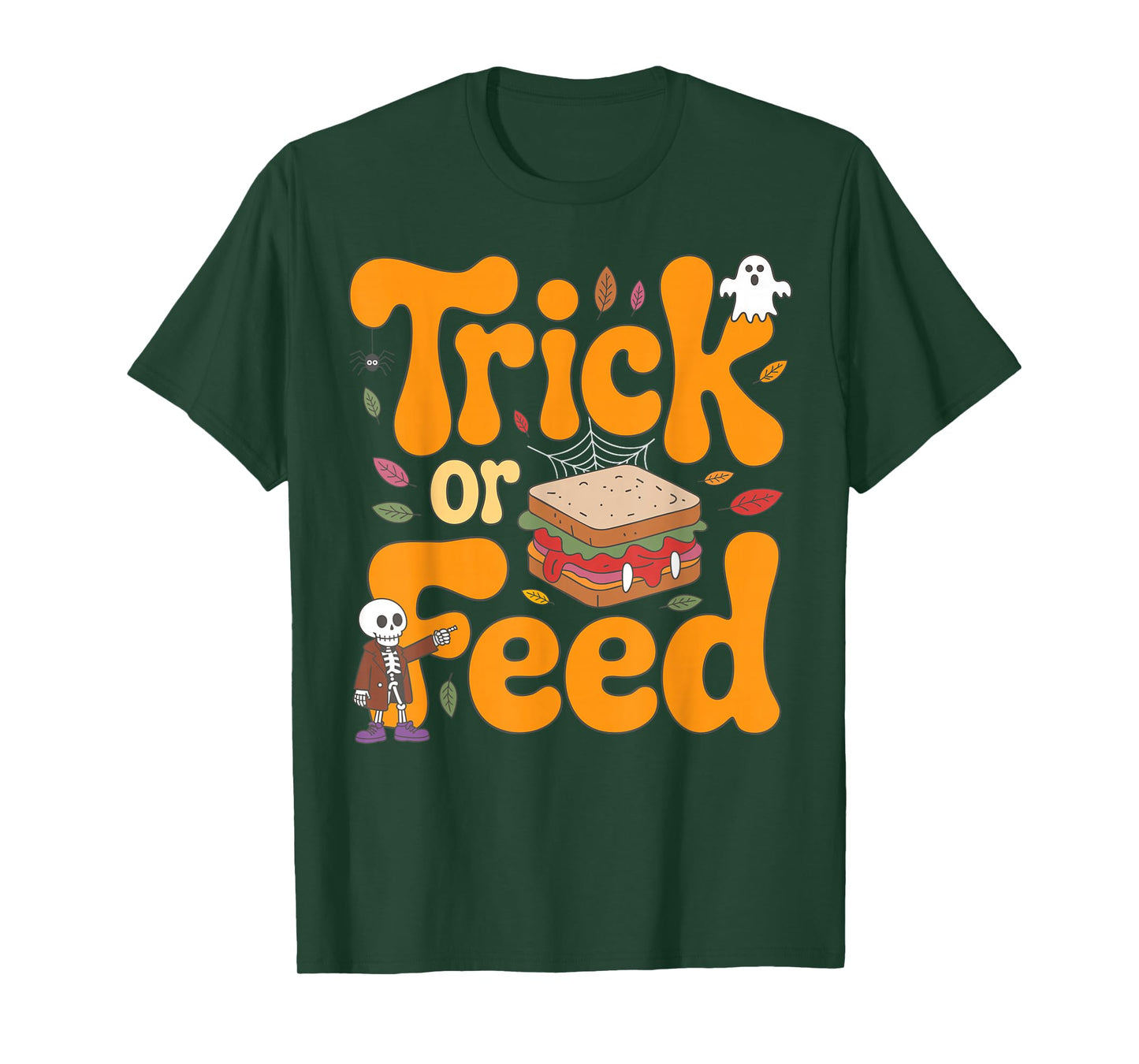 Trick Or Feed Lunch Lady Cafeteria Crew Spooky Halloween T-Shirt