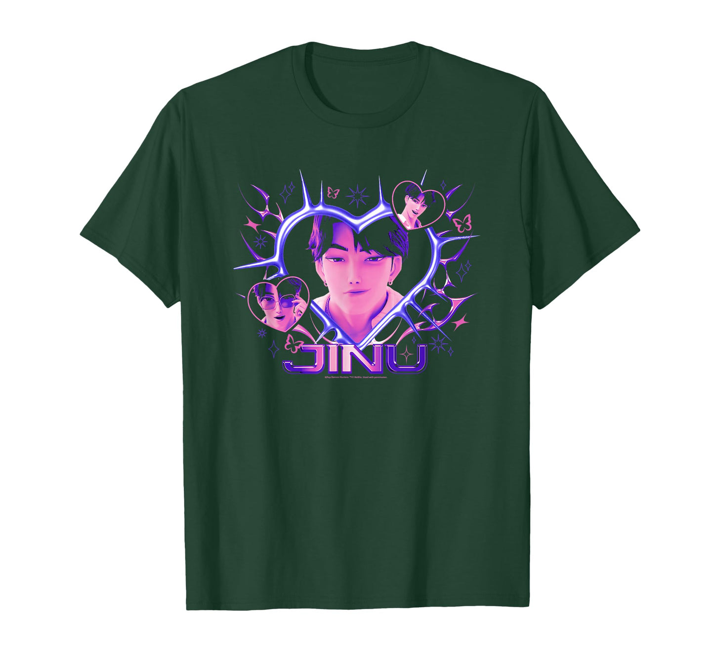Kpop Demon Hunters Halloween Jinu Y2k Heart Shape Portrait T-Shirt