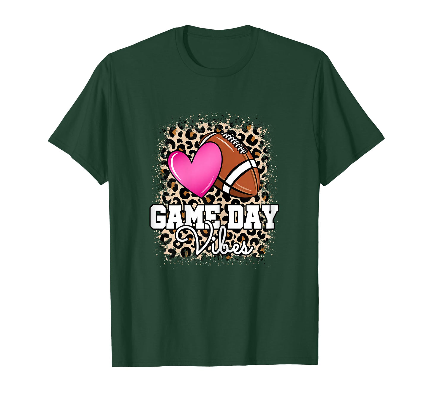 American Football Lover Game Day Leopard Football Women T-Shirt