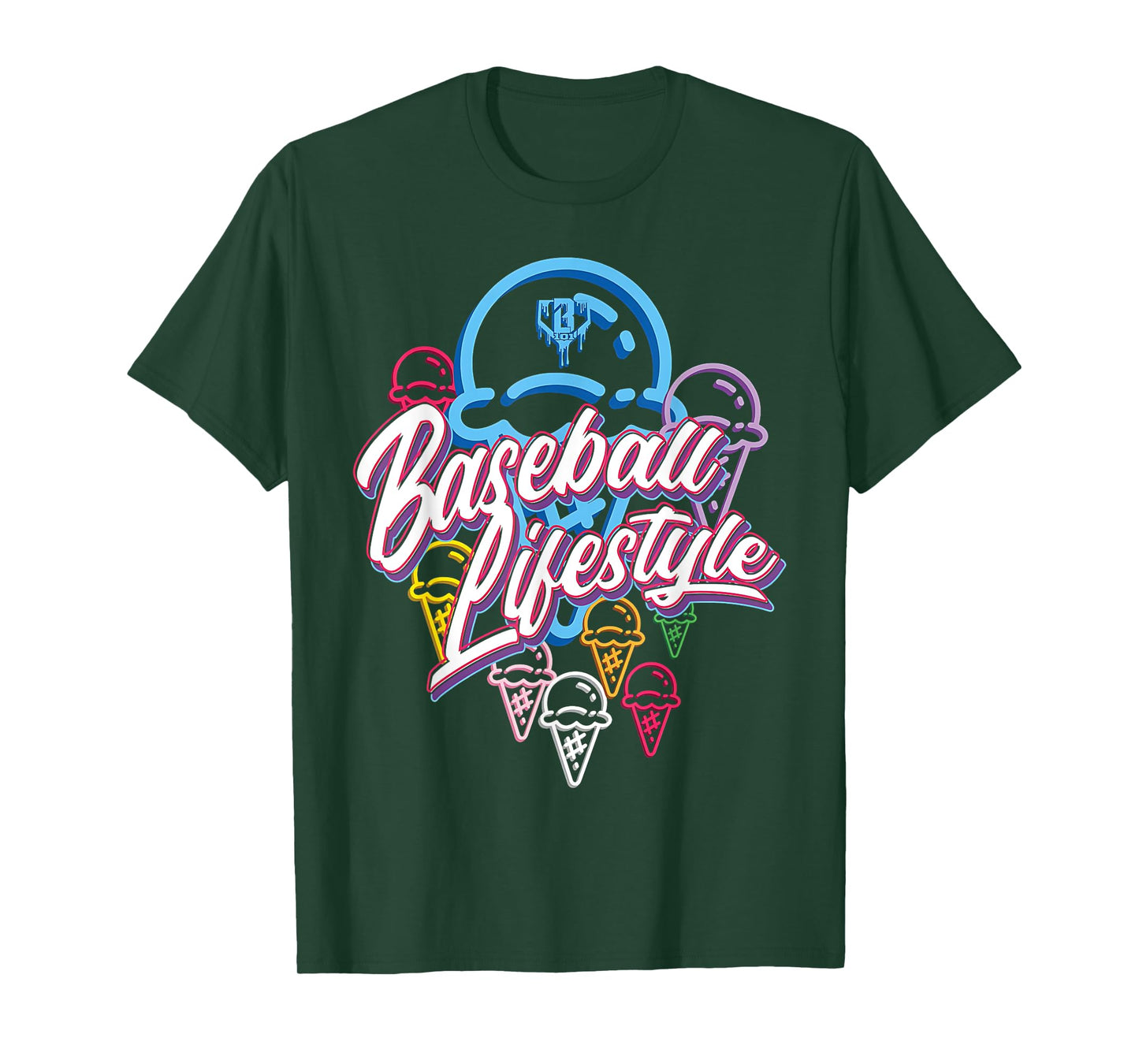 Baseball Lifestyle Home Plate Ice Cream Drip Men Boys Youth T-Shirt