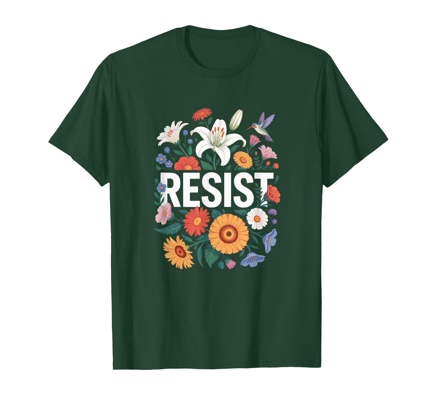 Resist Floral Protest Feminist Political Women Anti-Trum T-Shirt