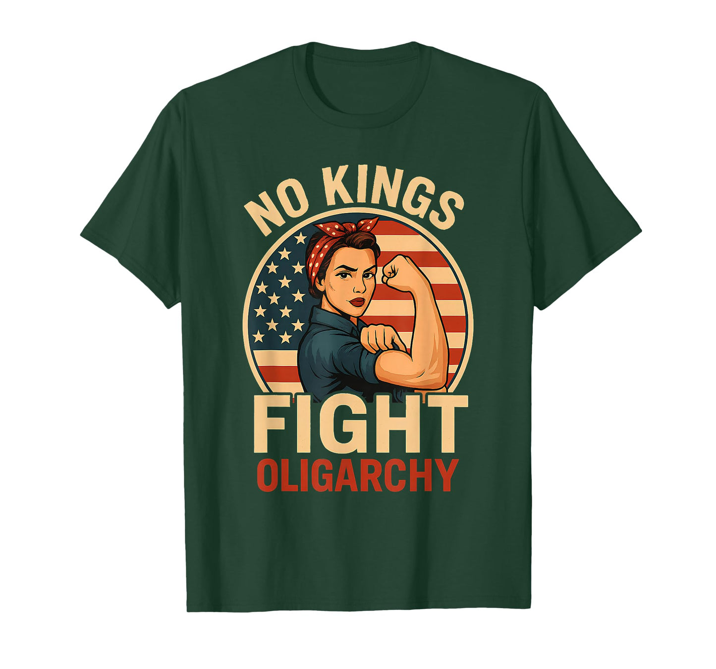 No Kings Womens Retro Patriotic Woman Liberty 4th of July T-Shirt