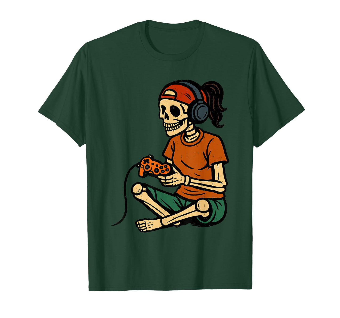 Halloween Skeleton Gamer Video Game Gaming Lovers Spooky T-Shirt