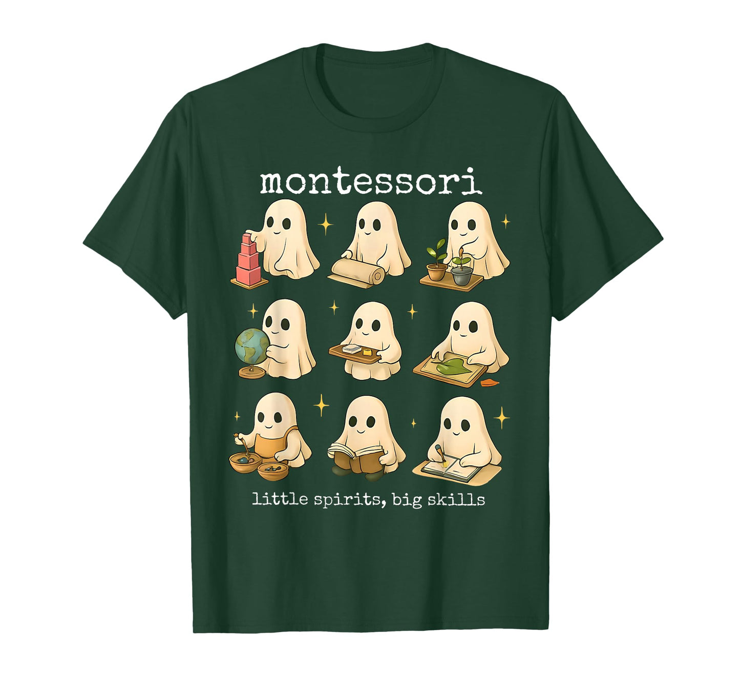 Funny Ghosts Halloween Montessori Teacher Educator Costume T-Shirt