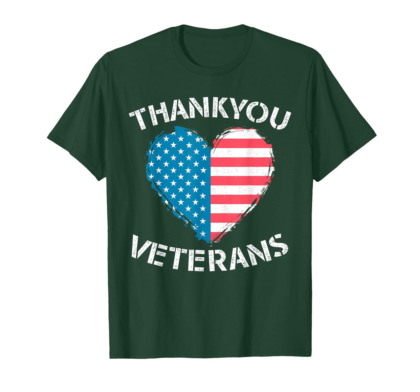 Thank You Veterans Heart American Flag Patriotic Men Women T-Shirt