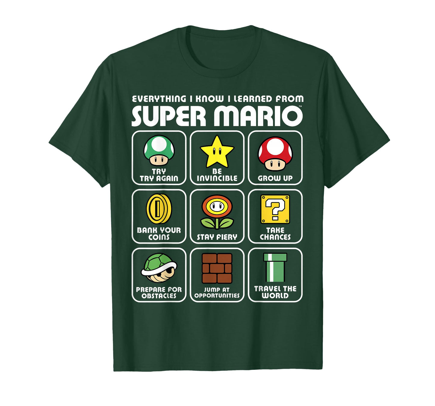 Nintendo Super Mario Life Lessons Icons Graphic T-Shirt T-Shirt