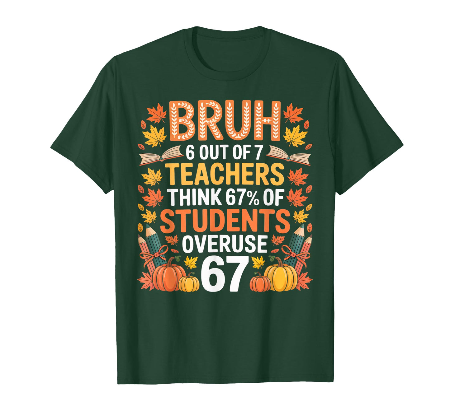 6 Out of 7 Teachers Think 67% of Students Overuse 67 Autumn T-Shirt