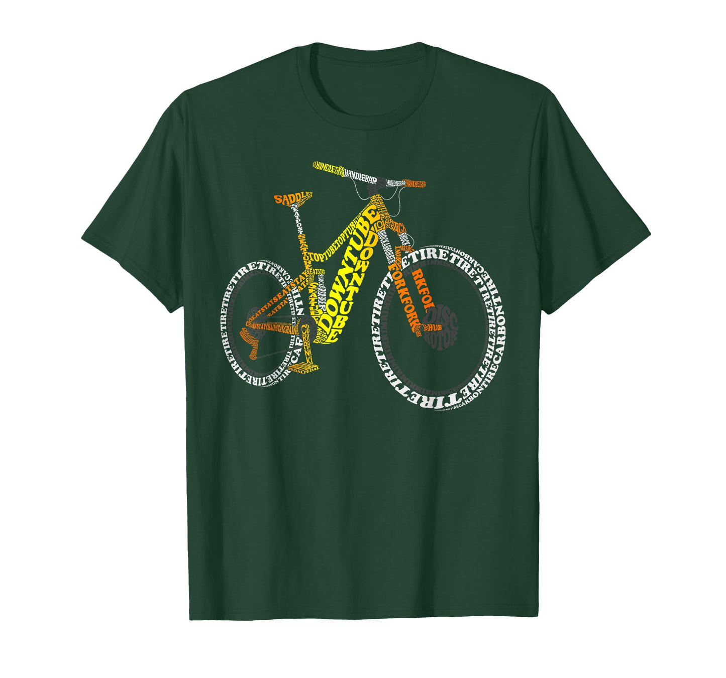Bicycle Anatomy Mountain Bike MTB Parts Funny Biker Rider T-Shirt