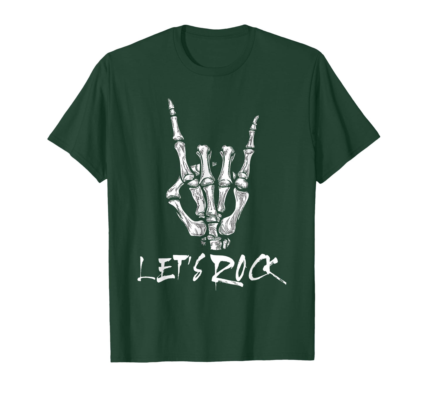 Lets Rock On Band Halloween Rock and Roll Skeleton Hand T-Shirt