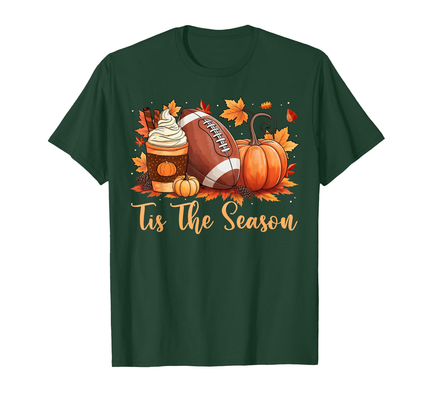 Tis The Season Fall Thanksgiving Pumpkin Spice Football T-Shirt