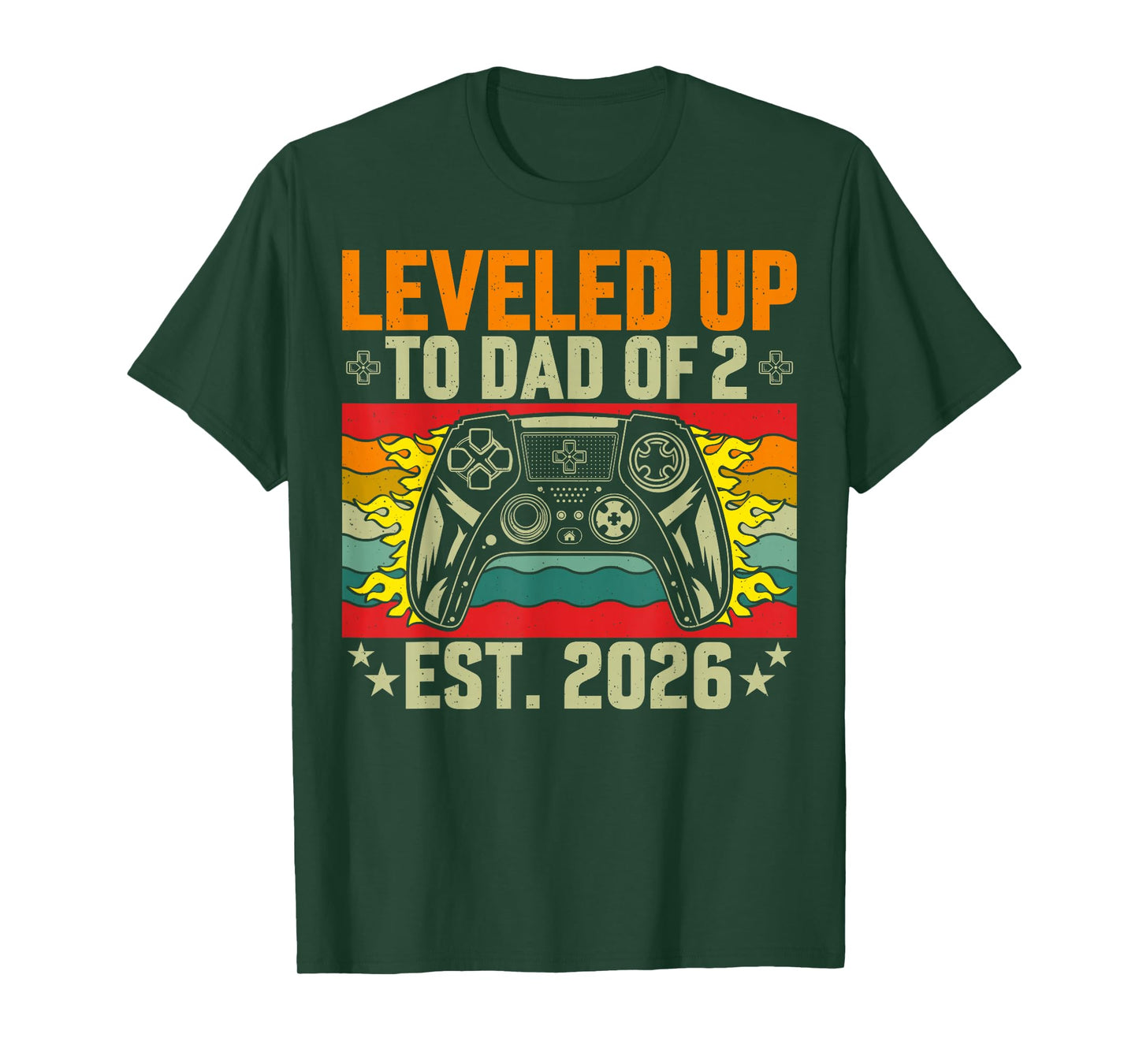 Leveled Up to Dad of 2 Two Daddy Again 2026 Father's Day T-Shirt