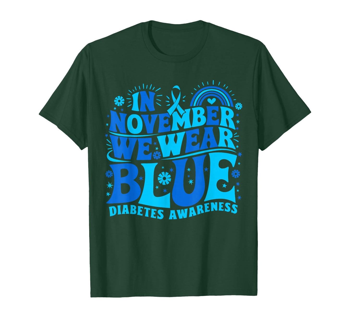 in November We Wear Blue Diabetes Awareness Ribbon T-Shirt