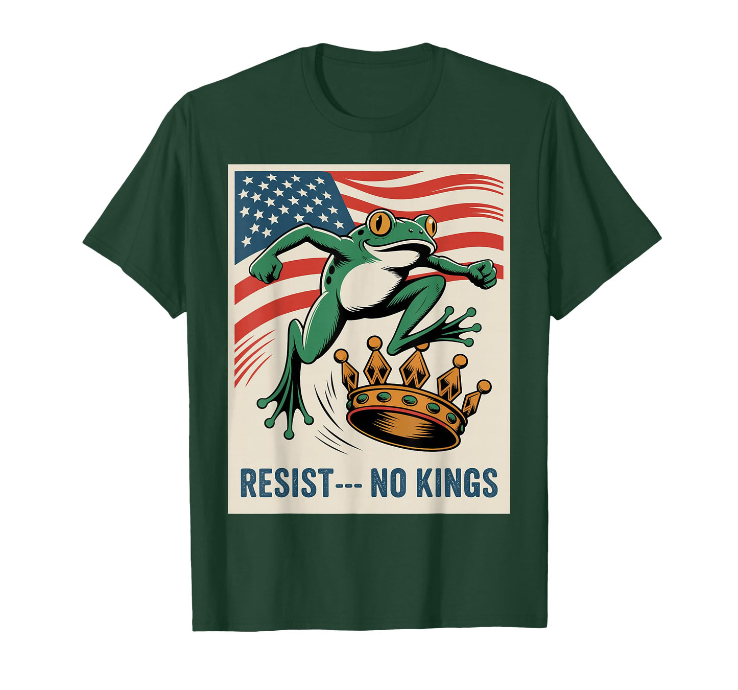 Resist No Kings USA Flag Frog Patriot Political Protest T-Shirt