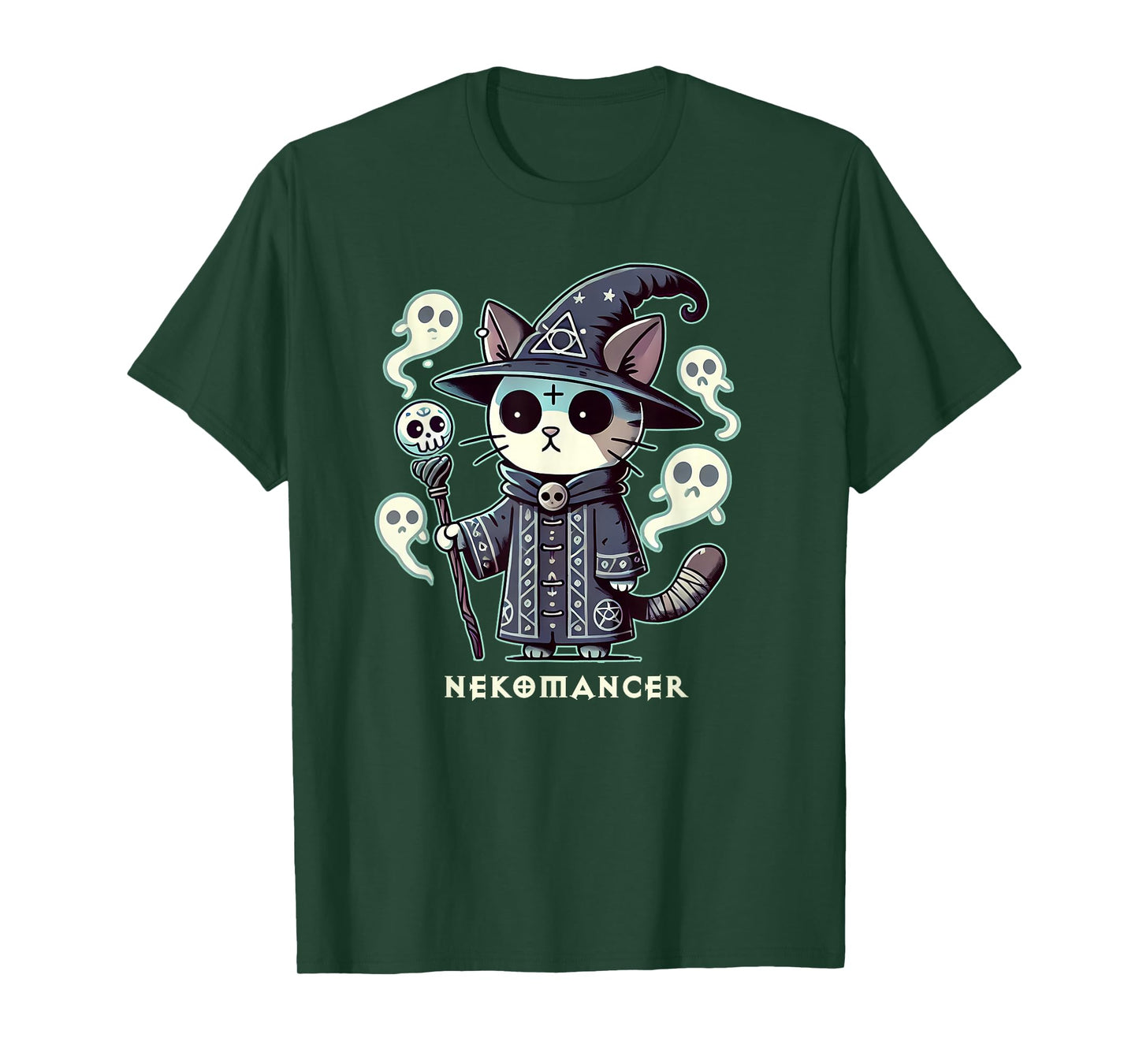 RPG Cat Nekomancer | Neko Cat ARPG Necromancer RPG Gamer LARP D20 T-Shirt - Black, Small, Short Sleeve, Unisex-Adults and Unisex-Kids