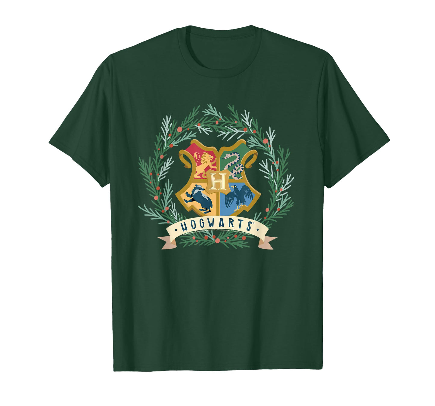 Harry Potter Hogwarts Shield Christmas Wreath T-Shirt