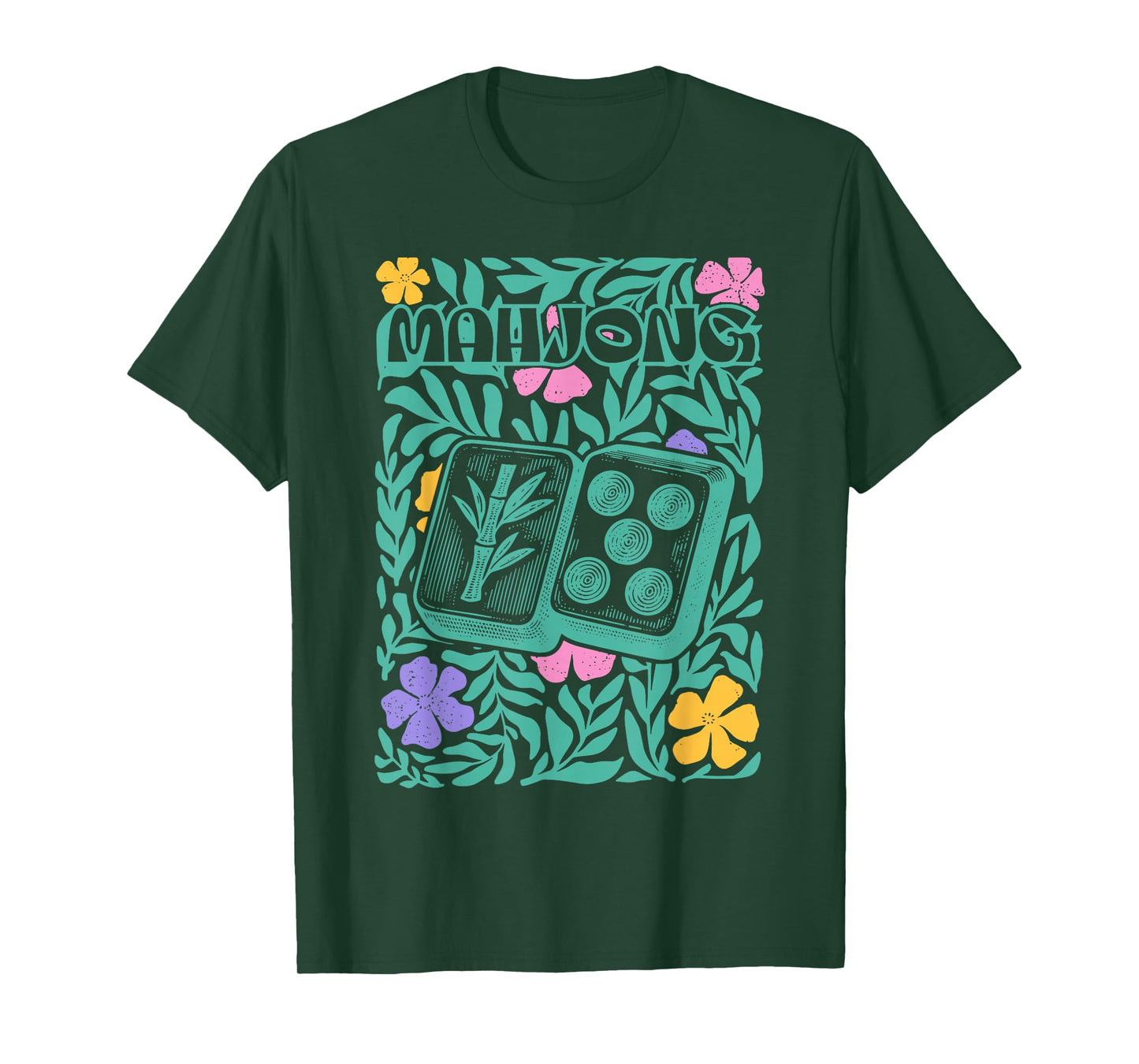 Boho Floral Mahjong Player Matching Mahjong Club Game Set T-Shirt