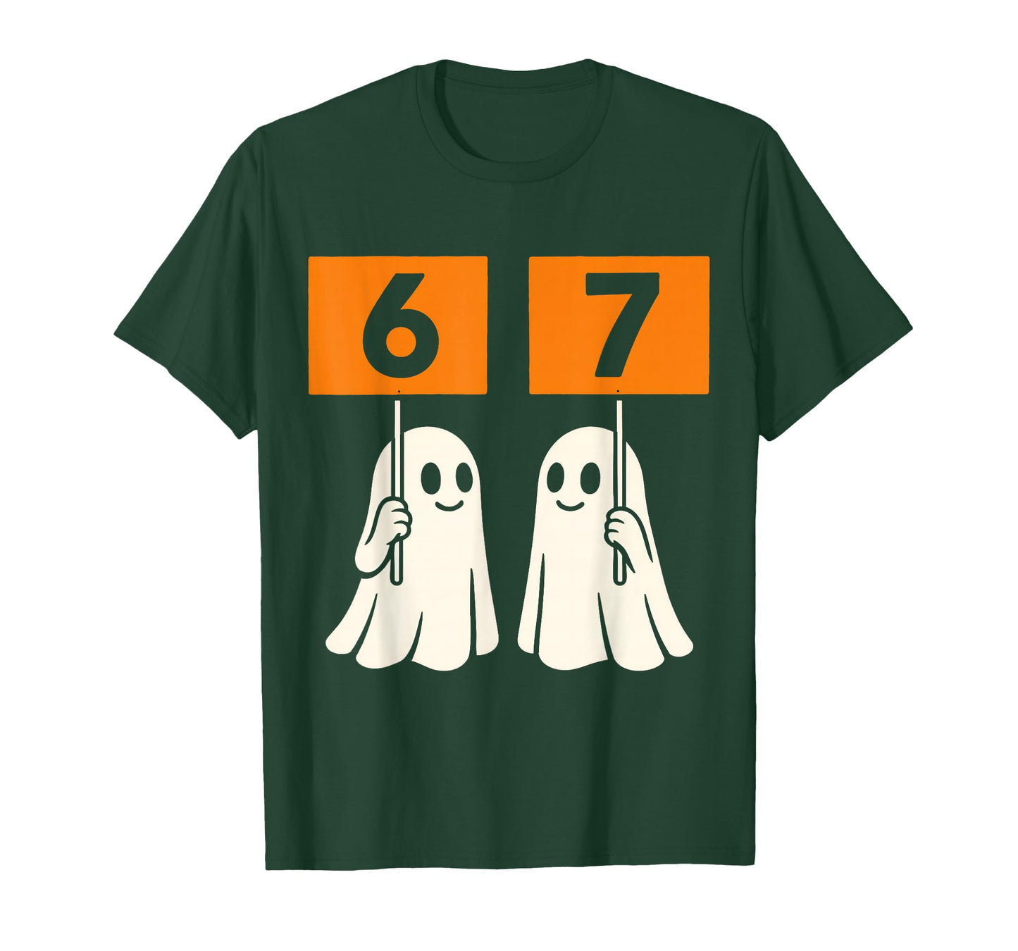 Funny 67 Meme Halloween Trendy Six Seven Ghosts 6-7 Humor T-Shirt