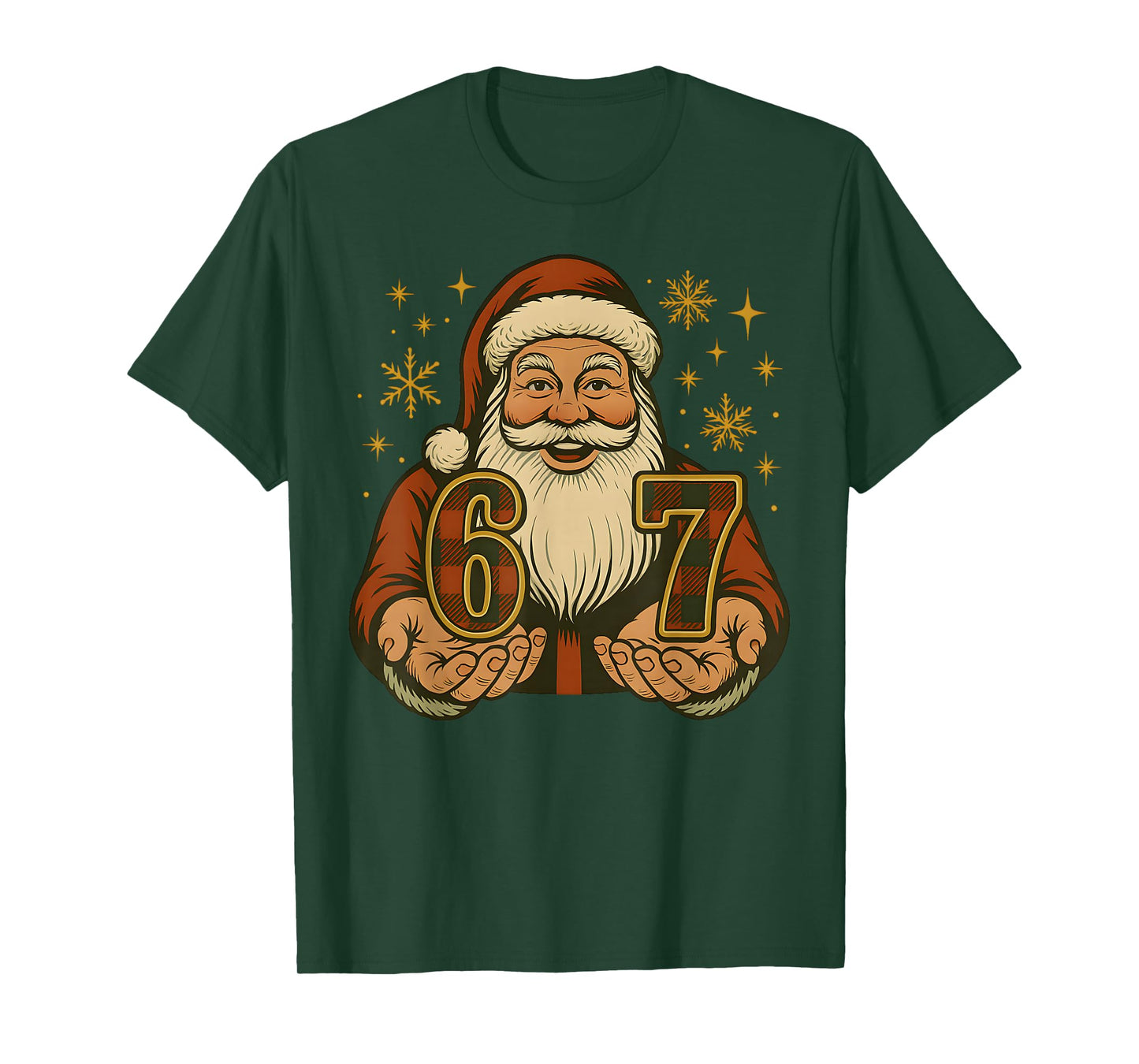 Funny 67 Christmas Santa Claus Hands Six Seven Meme Numbers T-Shirt