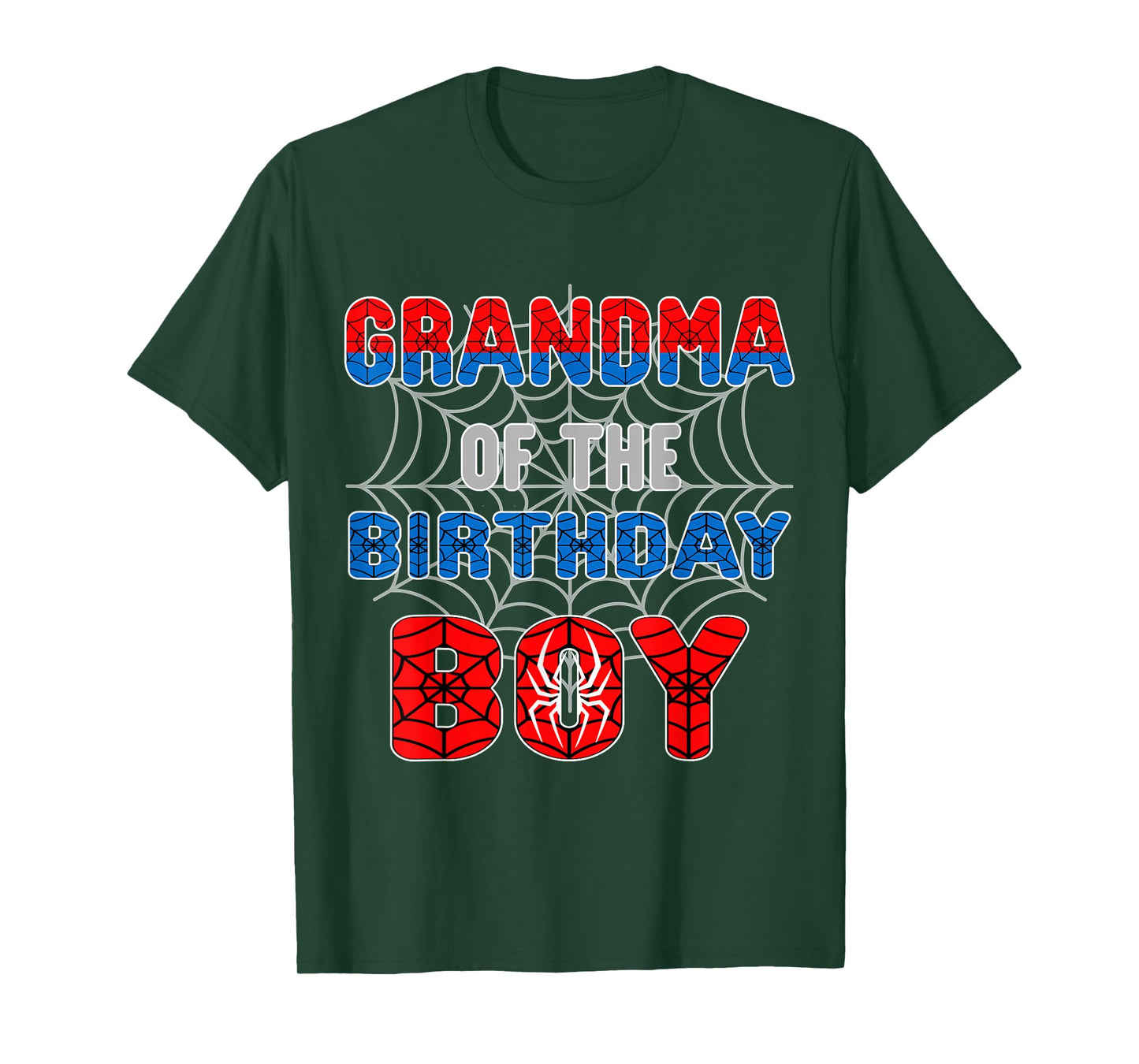 Spider Web Birthday Party Grandma of The Birthday Boy T-Shirt