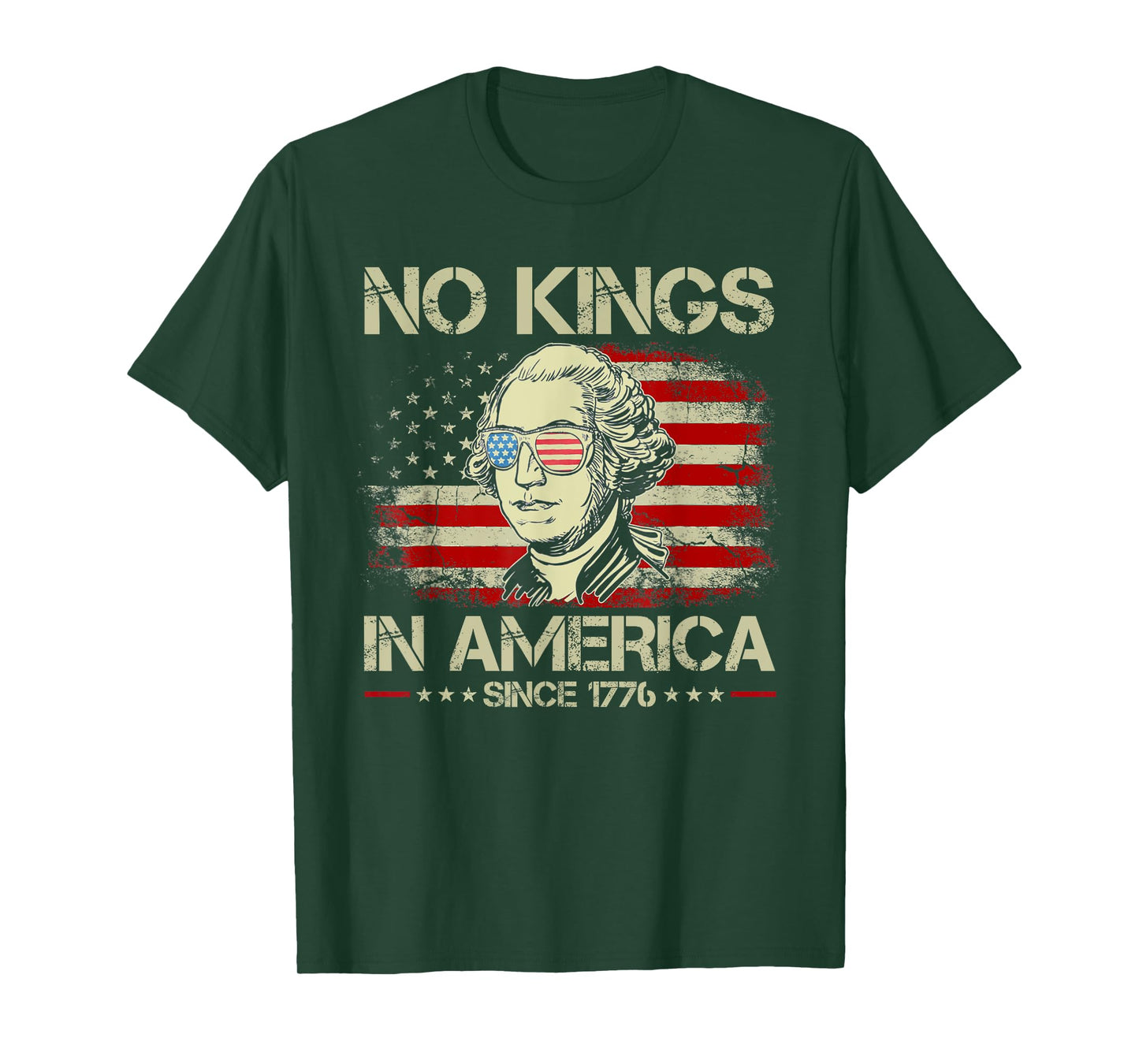 No Kings In America Since 1776 George Washington USA Flag T-Shirt
