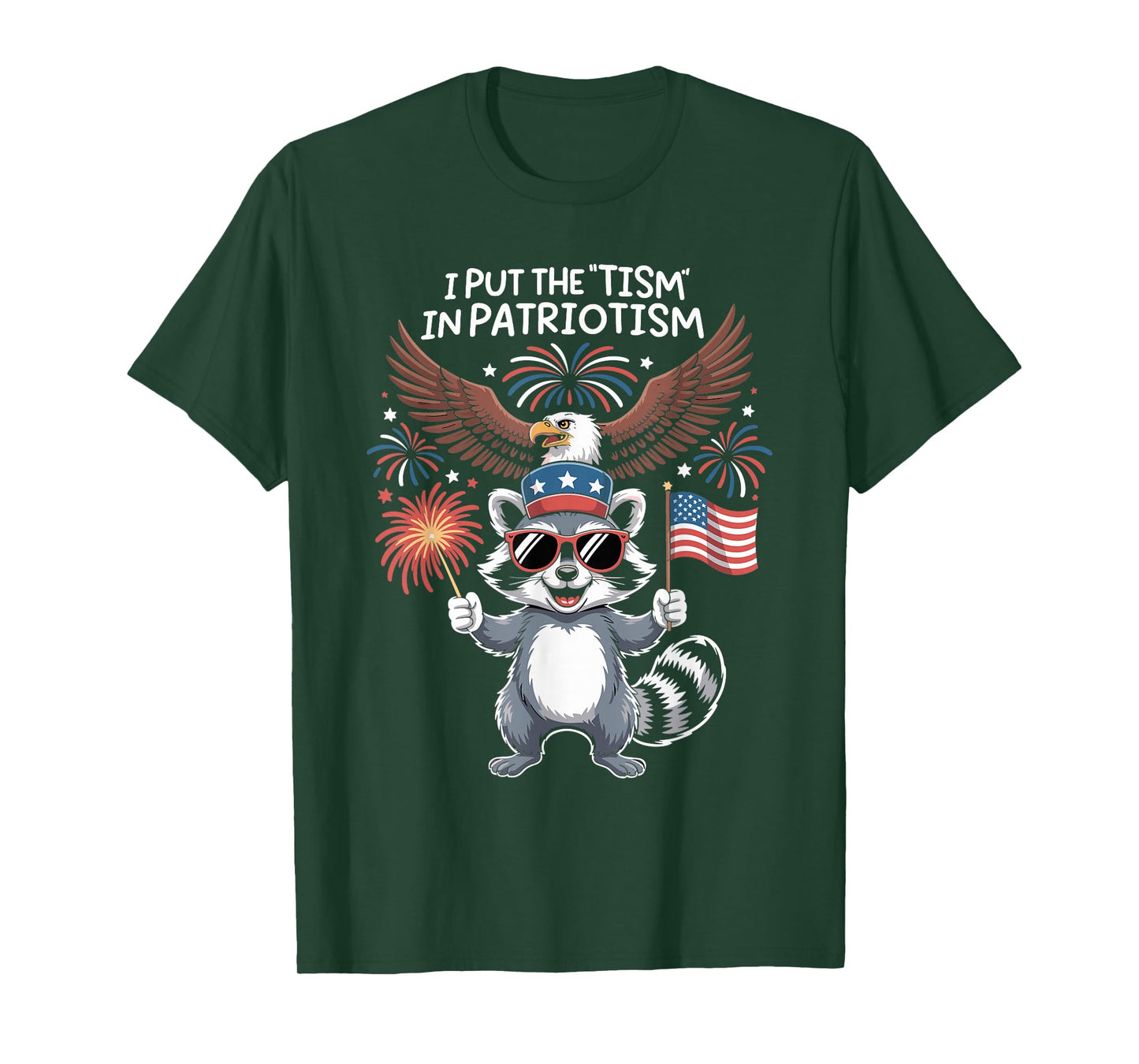 I Put The Tism in Patriotism Athletic Eagle T-Shirt