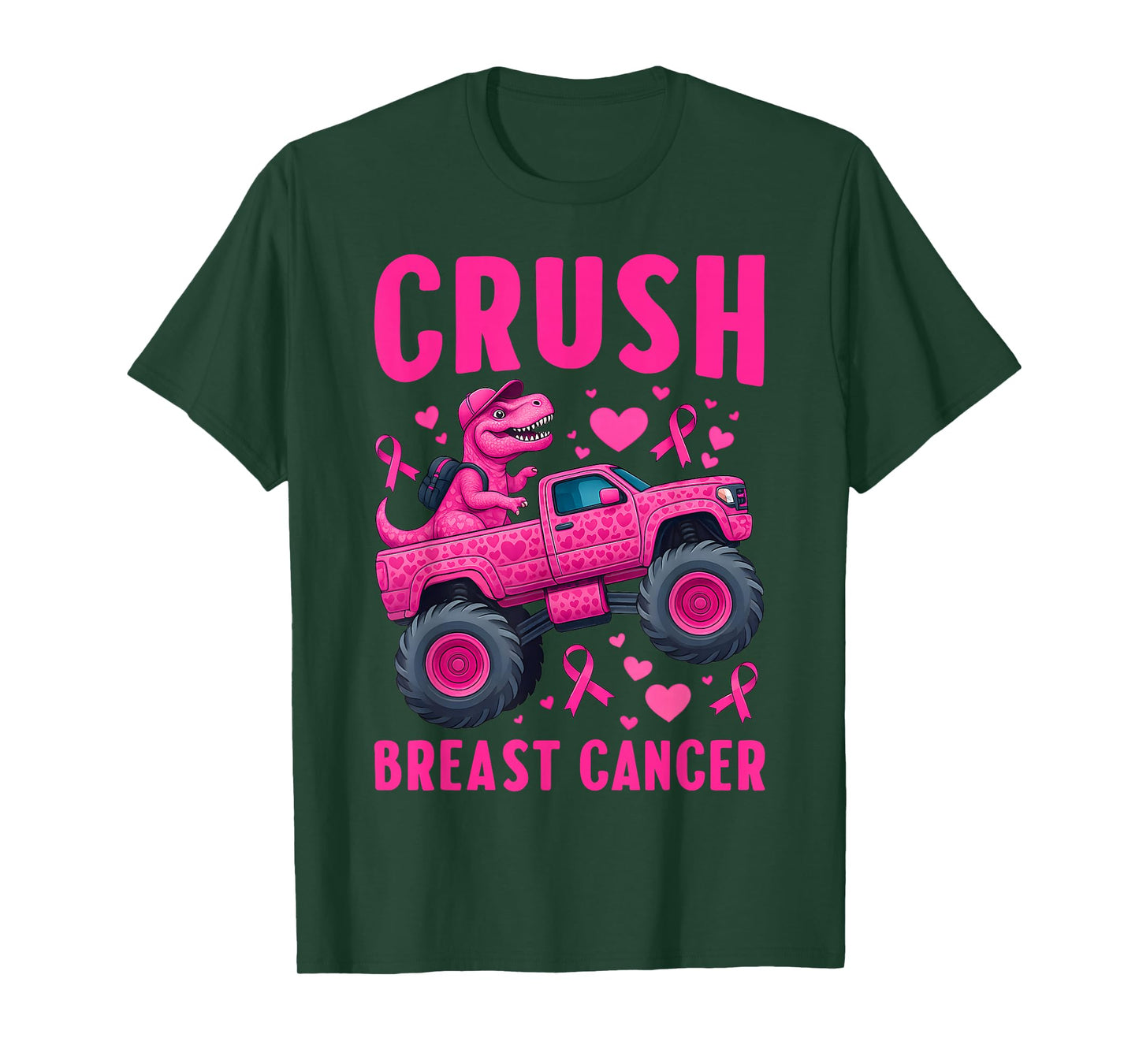 Crush Breast Cancer Awareness Monster Truck Toddler Boy Kids T-Shirt