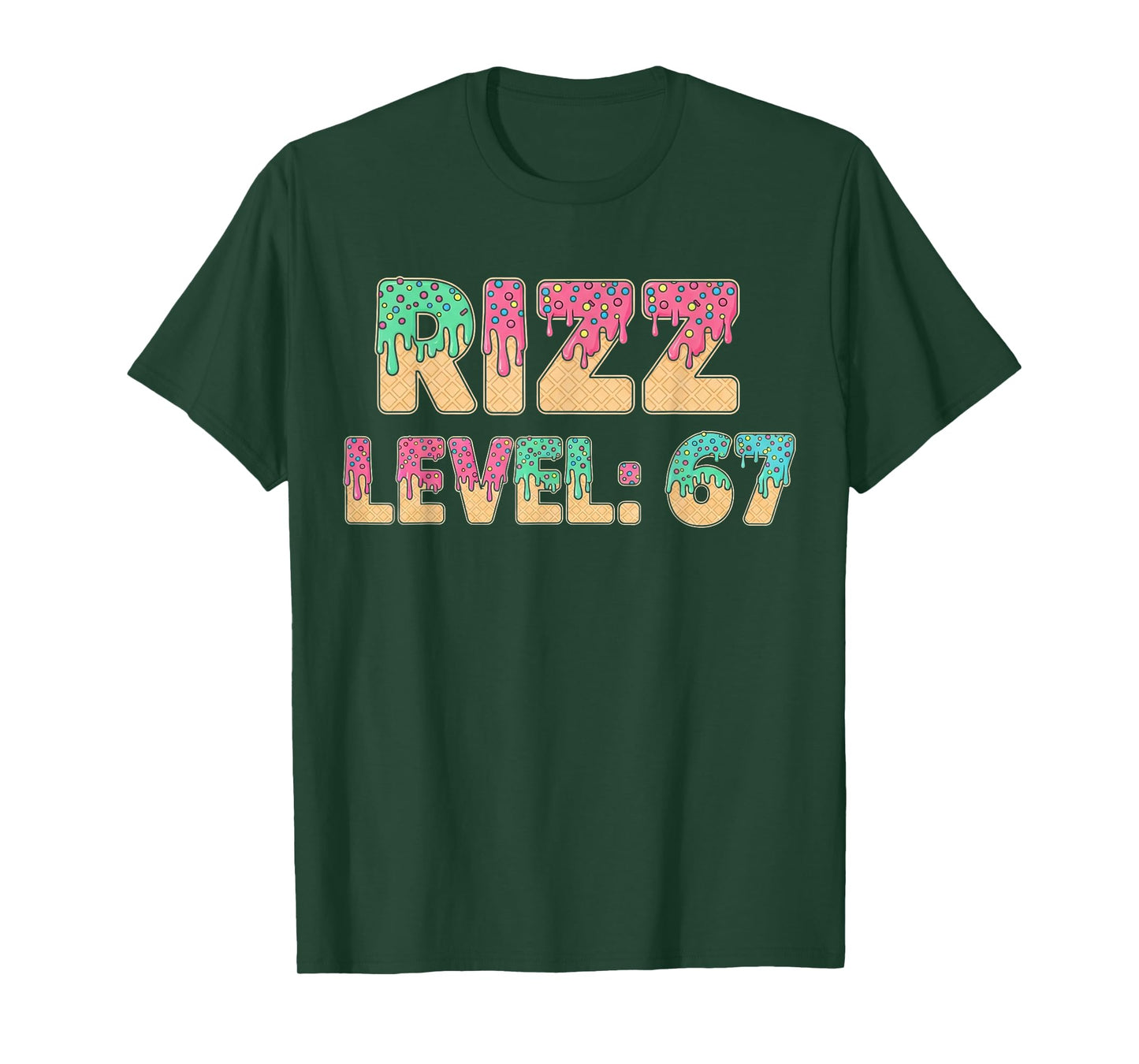 Rizz Level 67 Meme Shirt Ice Cream Drip Meme Six Seven 6 7 T-Shirt