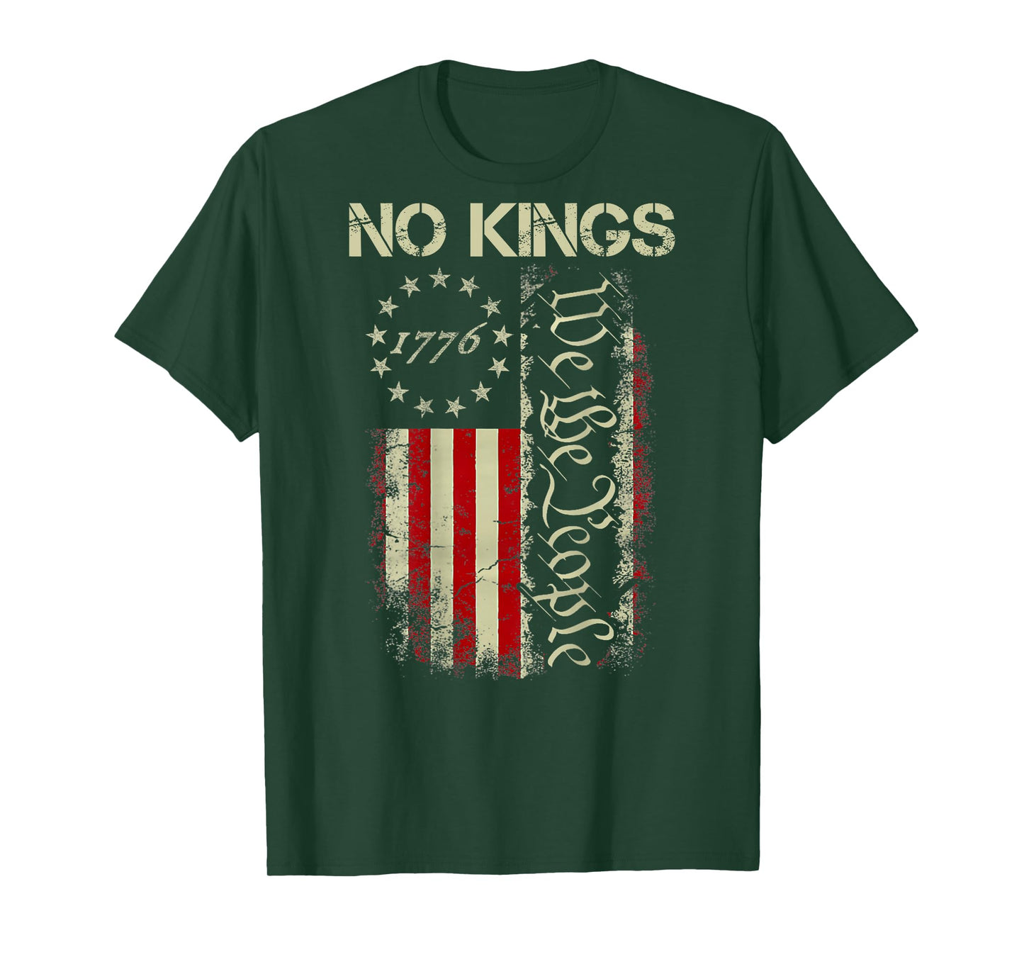 No Kings Protest 1776 We The People American Flag (On Back) T-Shirt