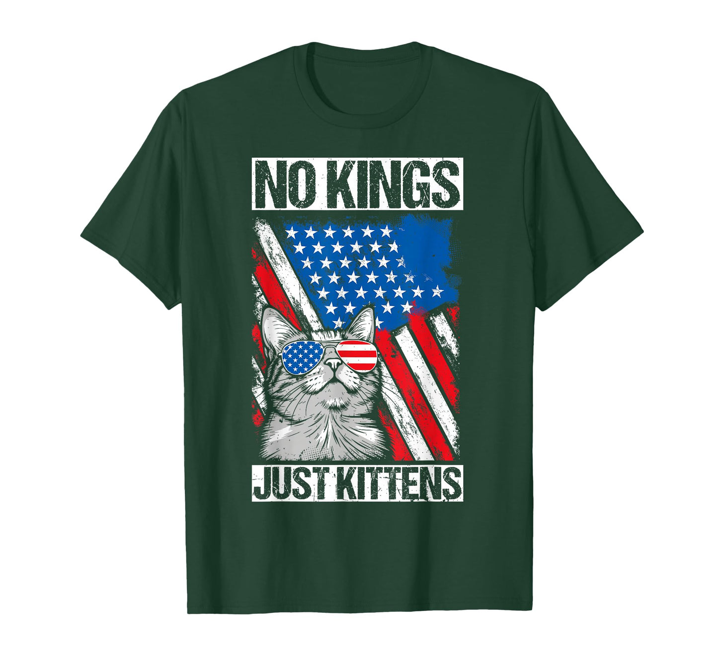 NO Kings JUST Kittens Patriotic Protest Cat T-Shirt