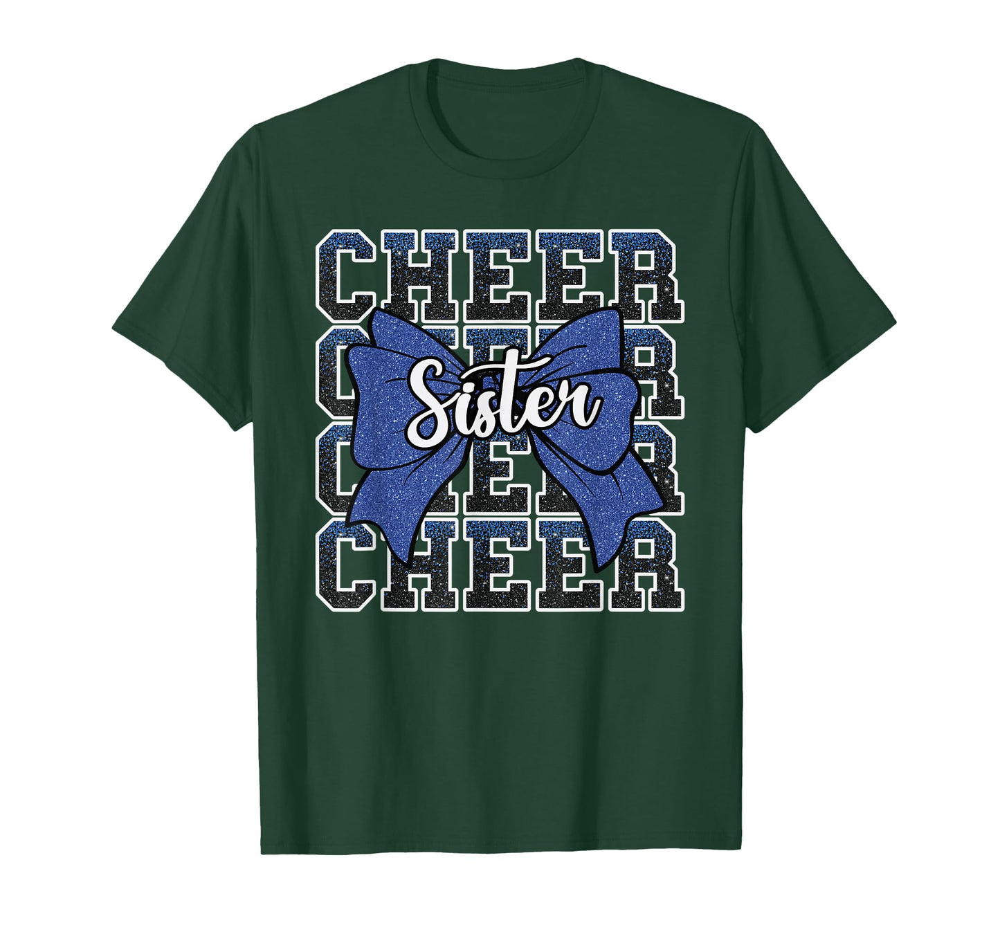 Cheer Sister Bow Sport Cheerleader Cheerleading Blue T-Shirt