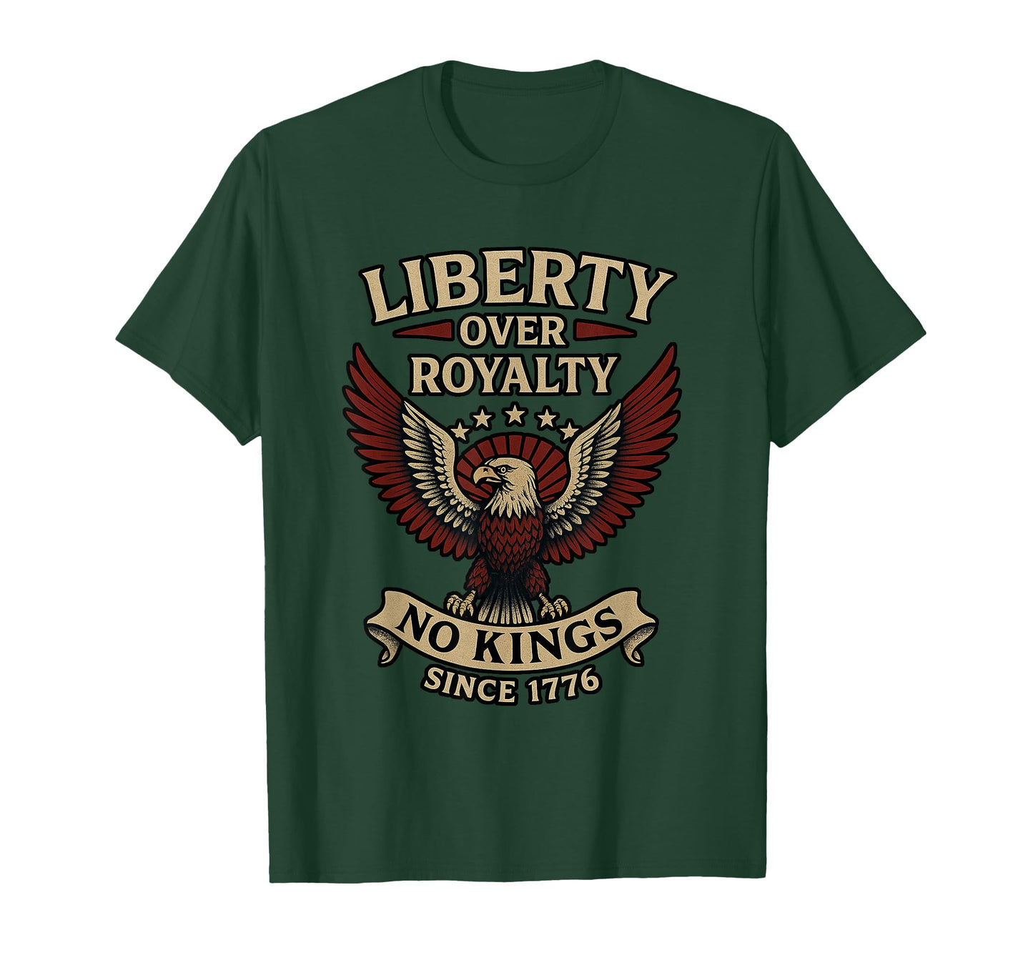No Tyrants No King Liberty Over Royalty Vintage Eagle Design T-Shirt